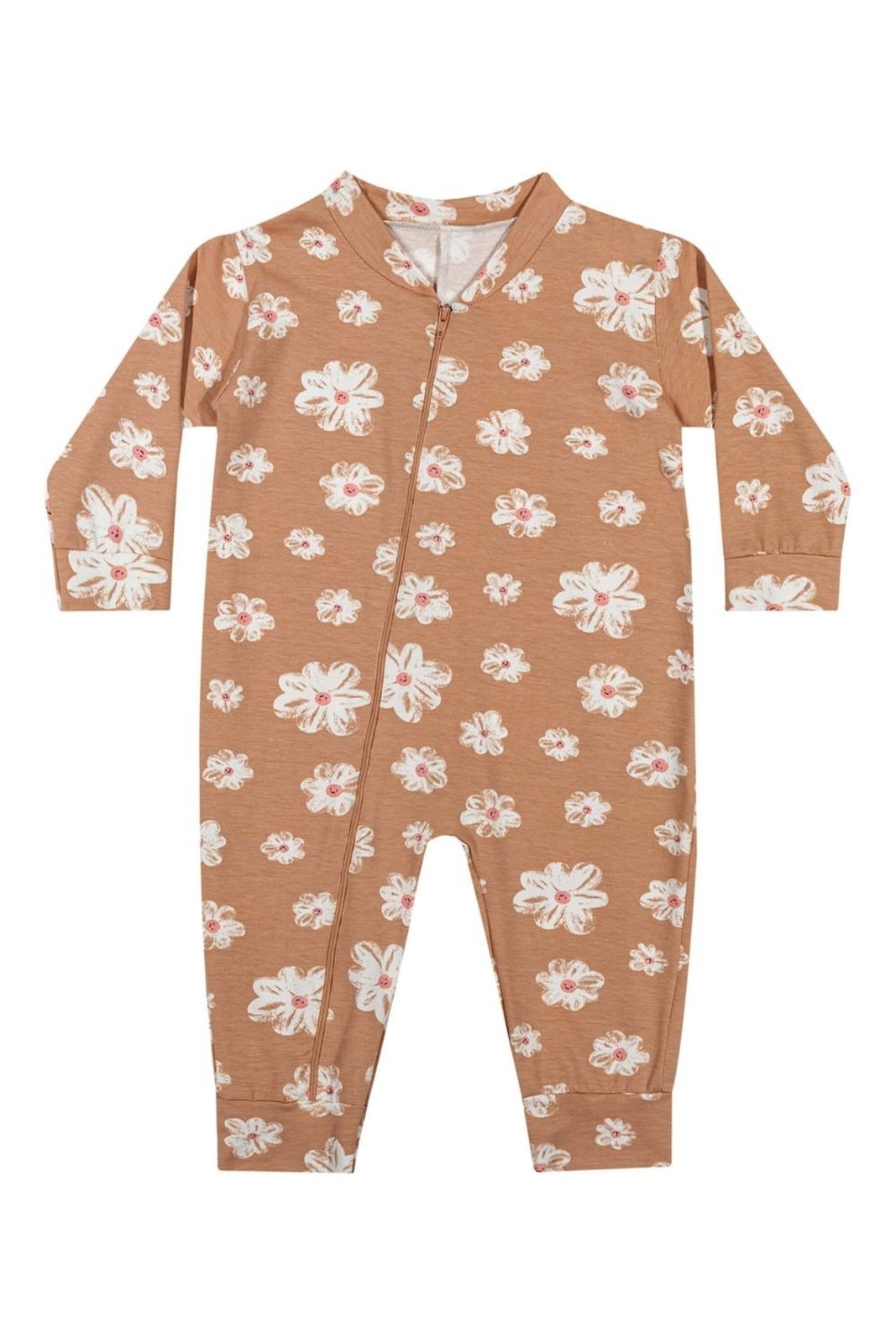 Infantil - Macacão Menina Estampado Com Zíper Elian Marrom