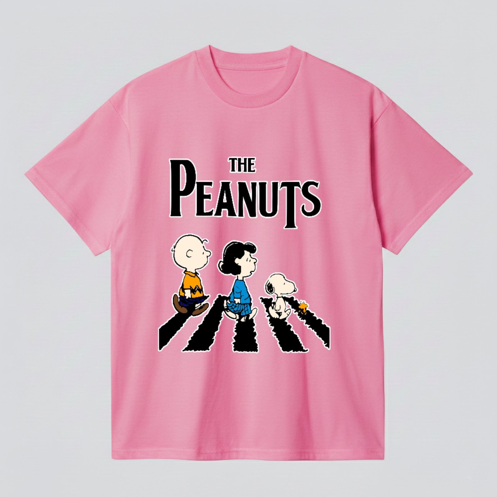 Camiseta Básica Clássico Nostalgia Cartoon The Peanuts Snoopy Unissex Rosa