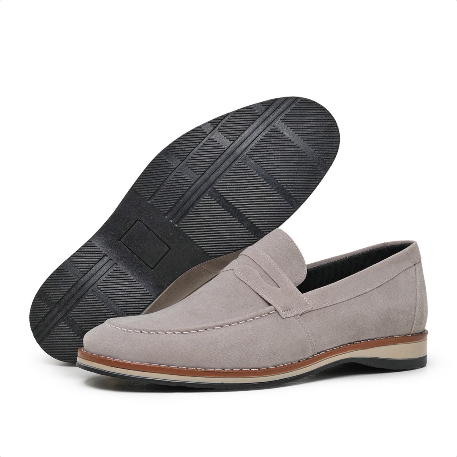Sapato Masculino Mocassim Esporte Fino Social Casual Moderno Elegante Confortavel em Camurça Off White
