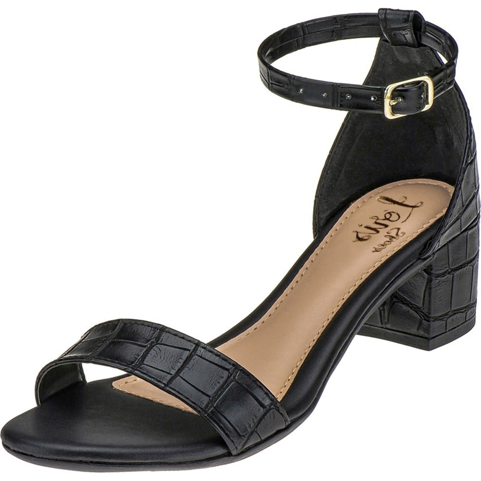 Sandália Feminina Lóris Shoes Salto Bloco Quadrado Preto