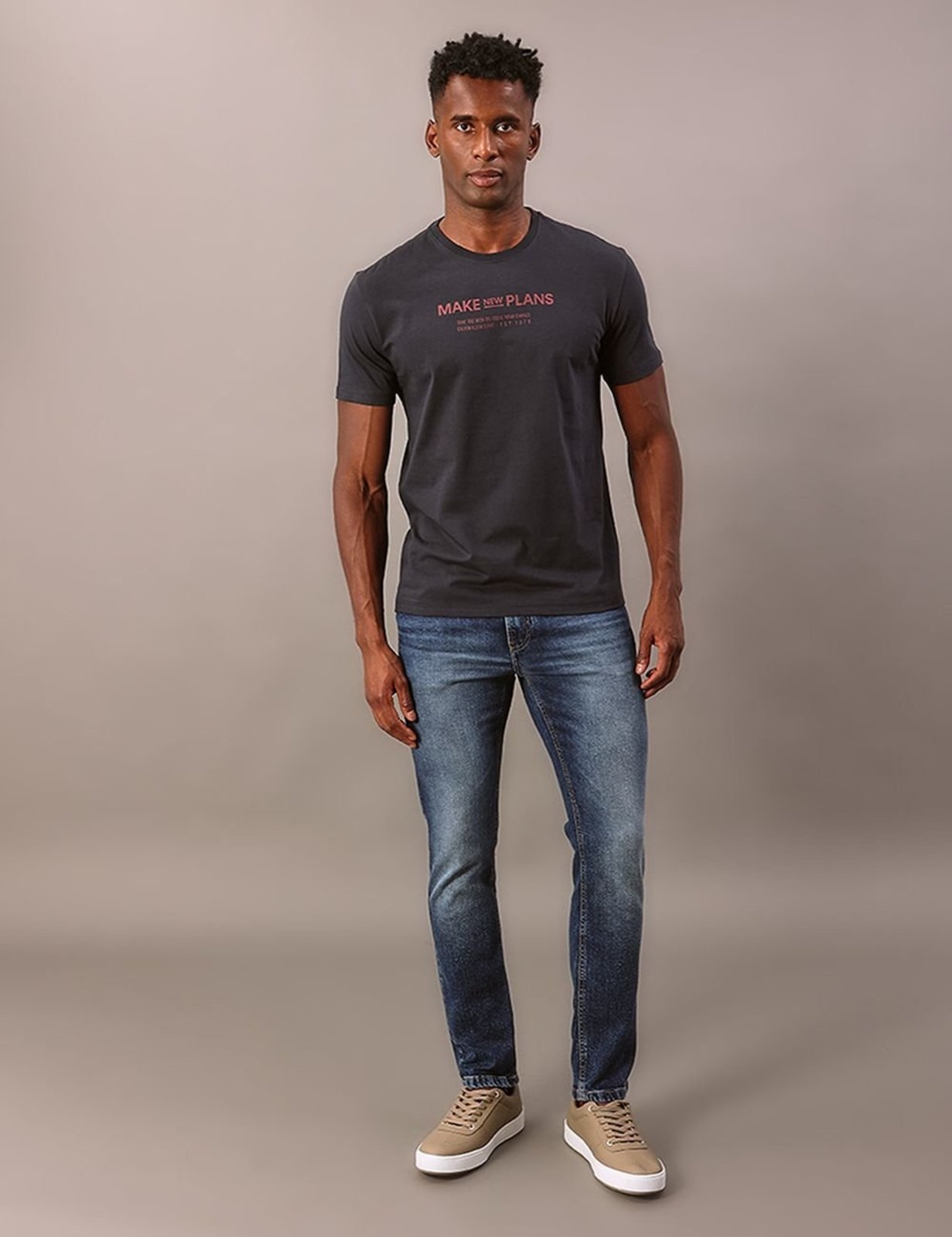 Camiseta Manga Curta Calvin Klein Jeans Masculino Make New Plans - Marinho Calvin Klein Jeans