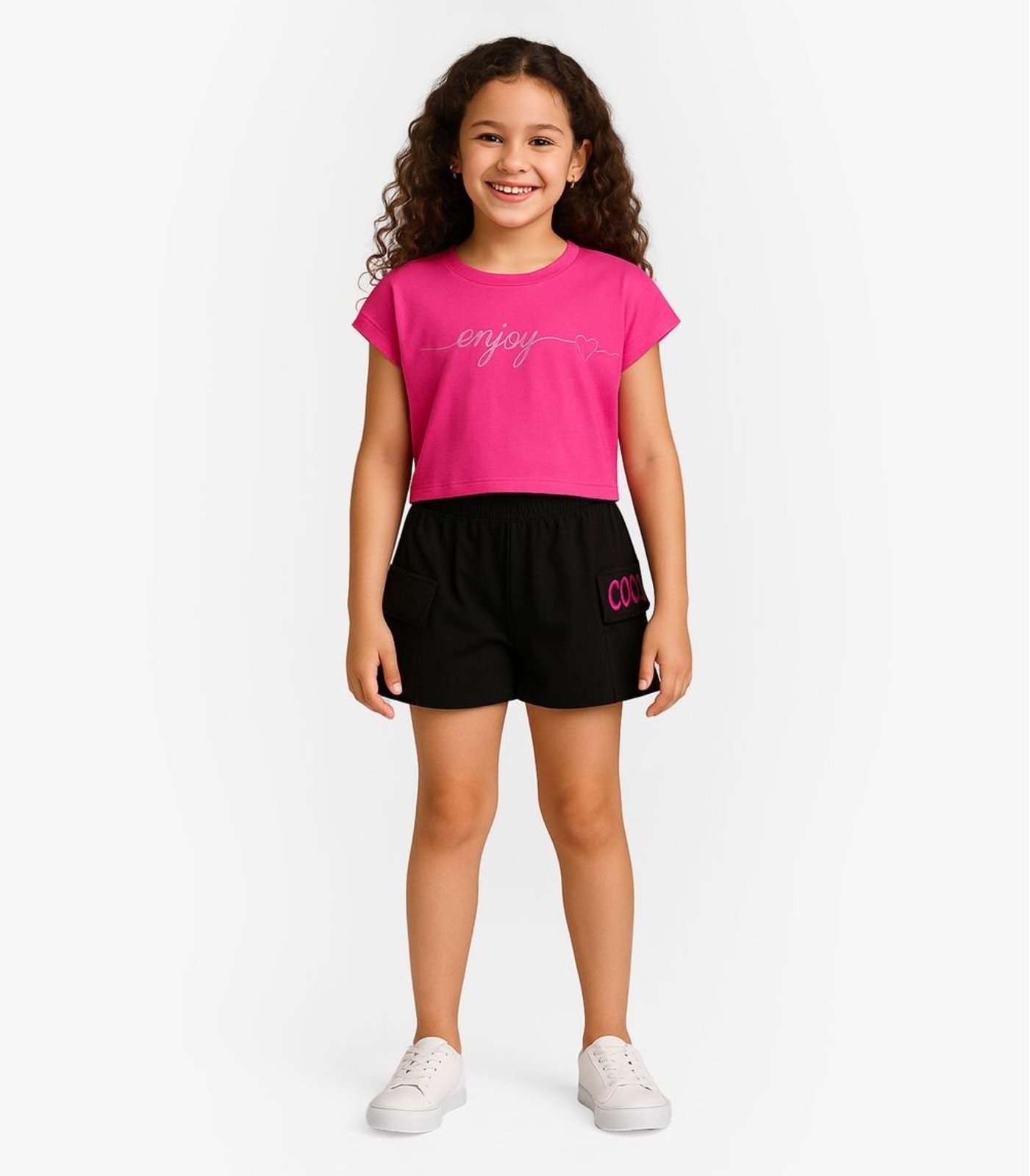 Infantil – Conjunto Blusa Com Shorts Rovi Rosa