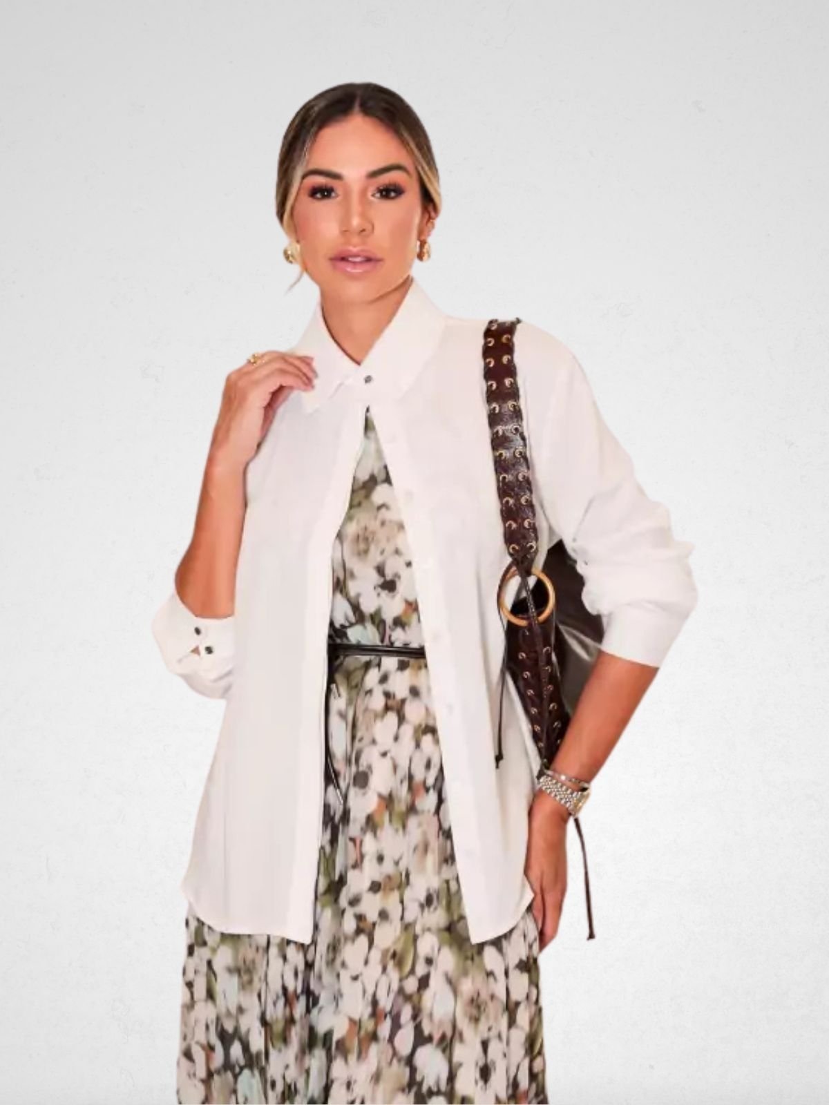 Camisa Via Lessa Split em Viscose Off White