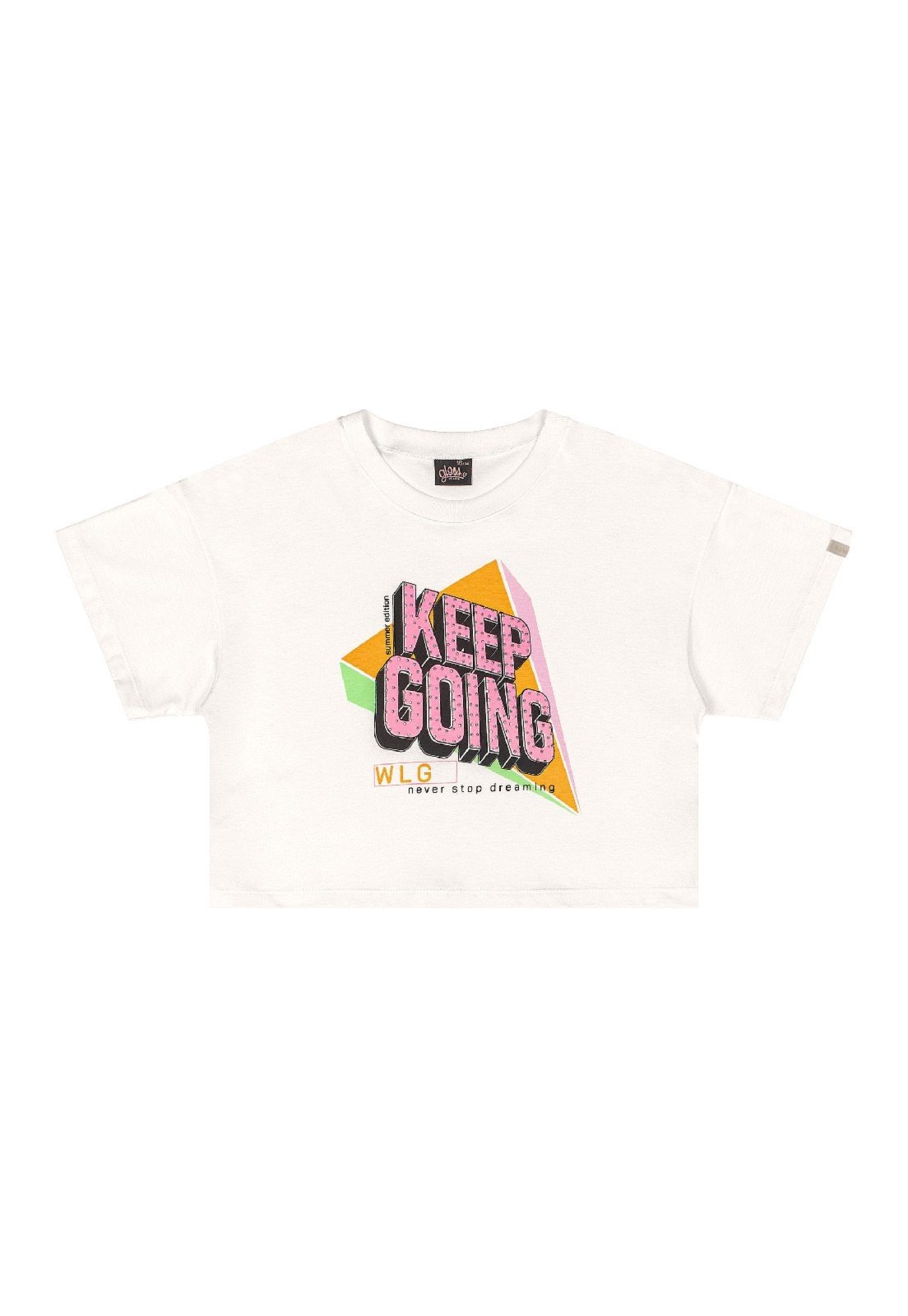 Vista 3 Infantil - Blusa em Algodão Juvenil Manga Curta Gloss bege Gloss bege