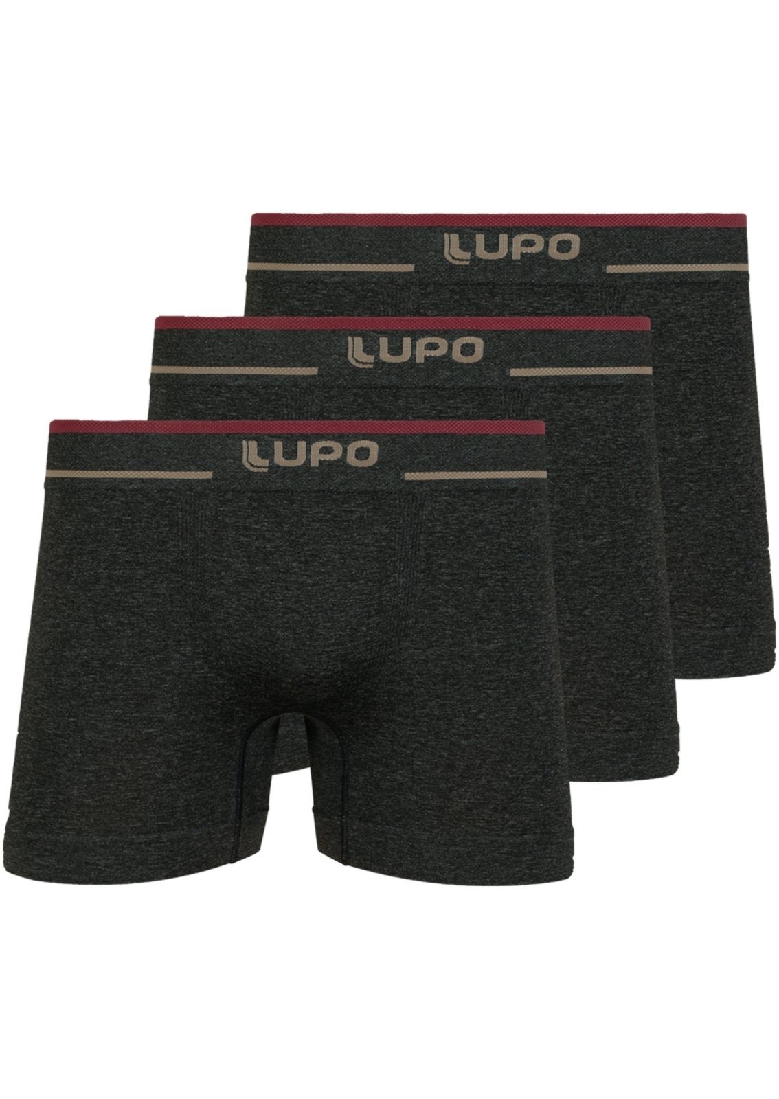 Kit com 3 Cuecas Boxer Lupo 733-004 Preto