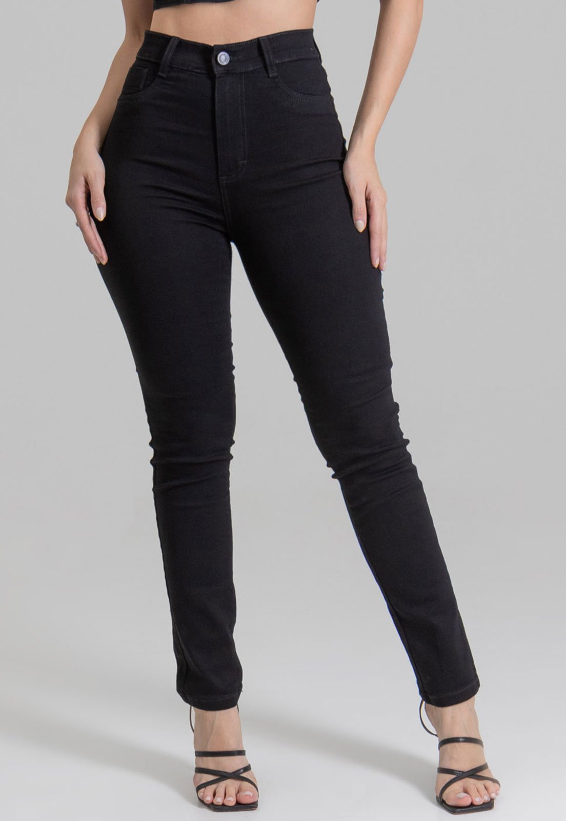 Calça Feminina Sawary Skinny Cintura Alta Preta