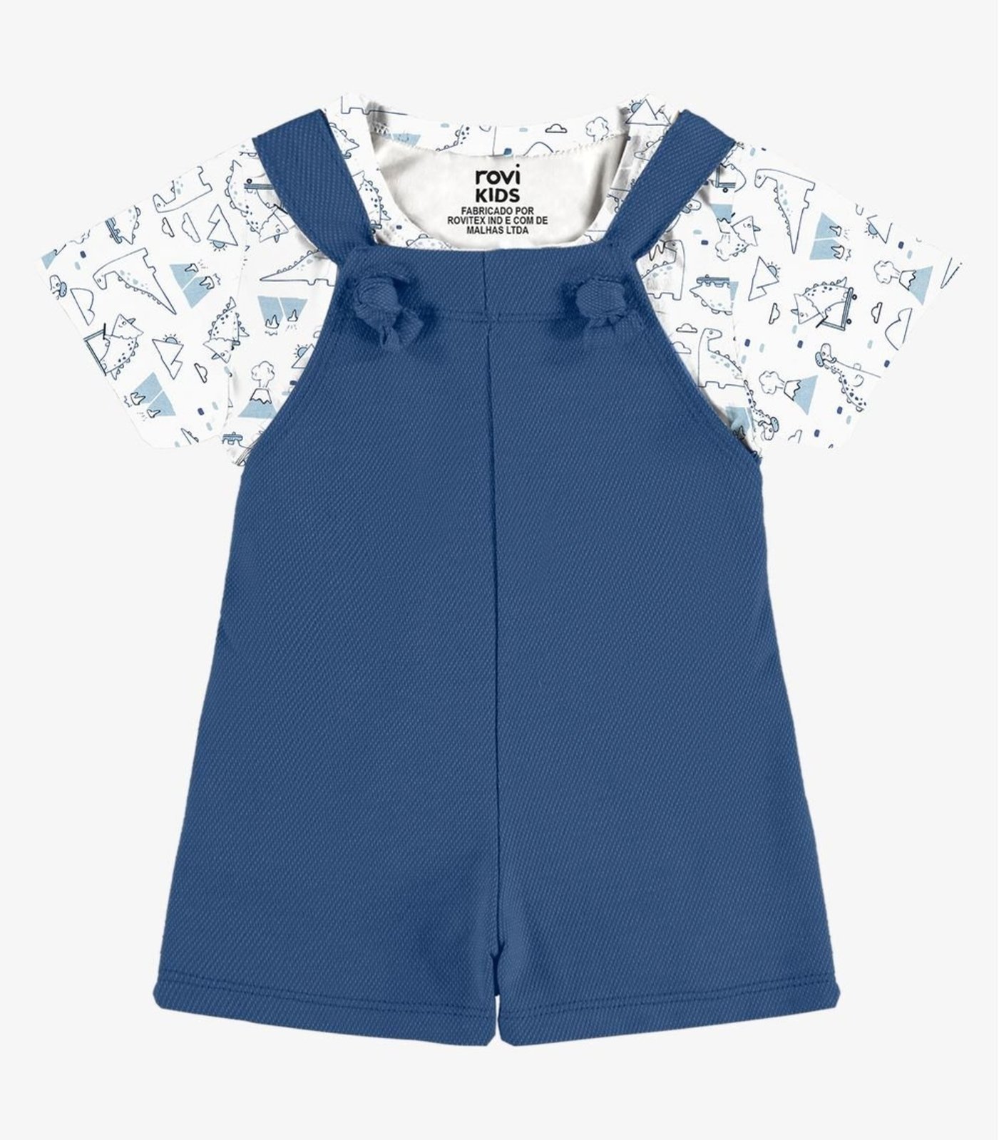 Infantil - Conjunto Camiseta E Jardineira Rovi Branco