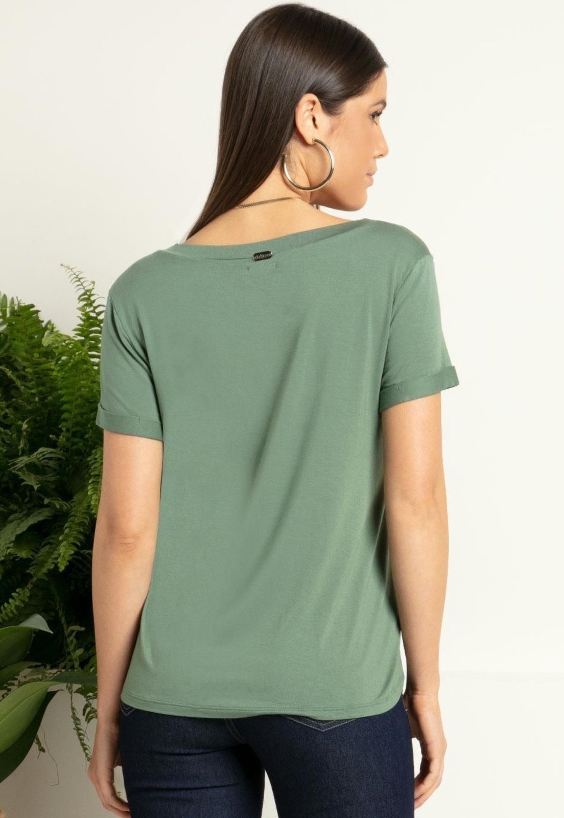 Vista 3 Blusa Em Malha De Viscose Quintess azul Quintess azul