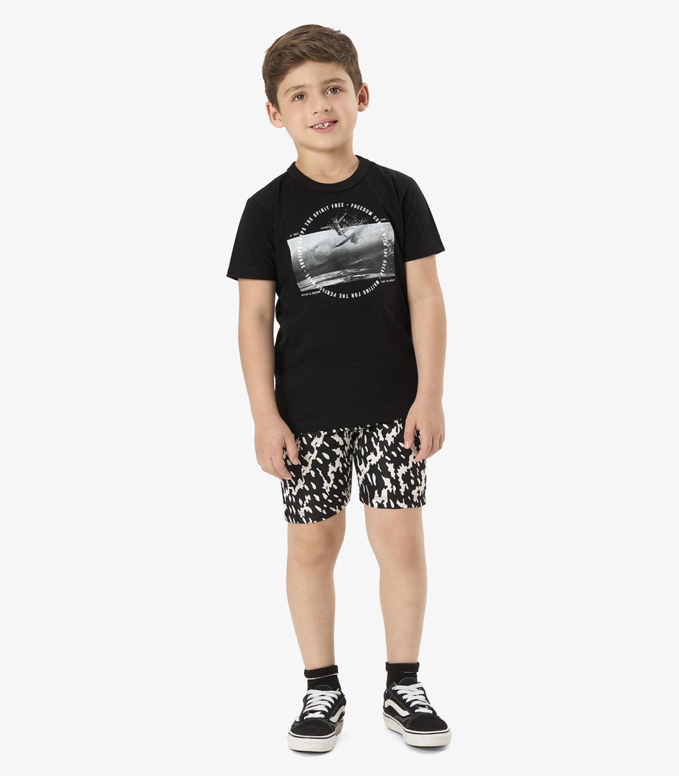 Infantil - Conjunto Camiseta Com Bermuda Rovi Preto