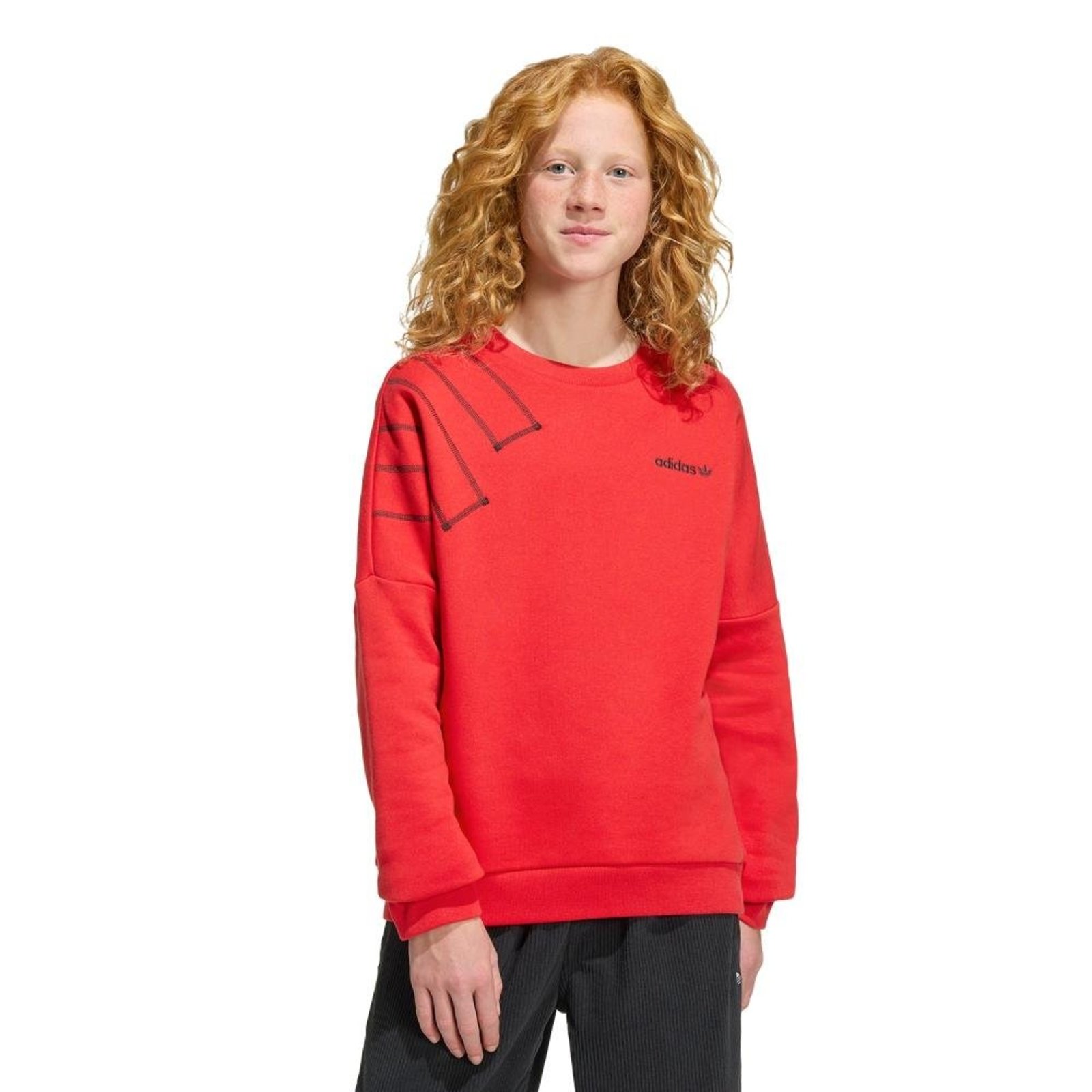 Infantil - MOLETON FOLGADO GOLA CARECA BLOCKED adidas Originals Vermelho