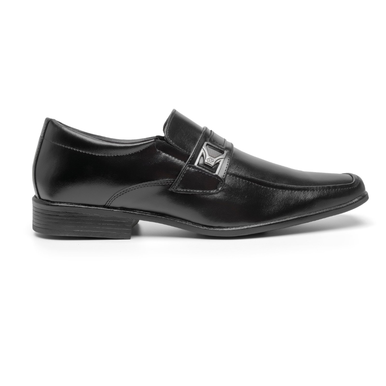 Sapato Social Miuzzi Bico Quadrado Modelo Original Com Detalhe Em Metal Frontal Preto