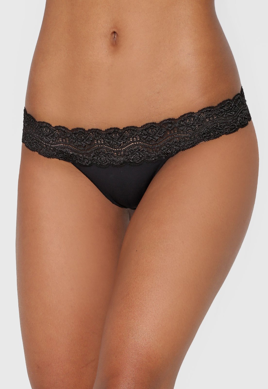 Vista 2 Calcinha Hope Fio Dental Renda Preta preto Hope preto