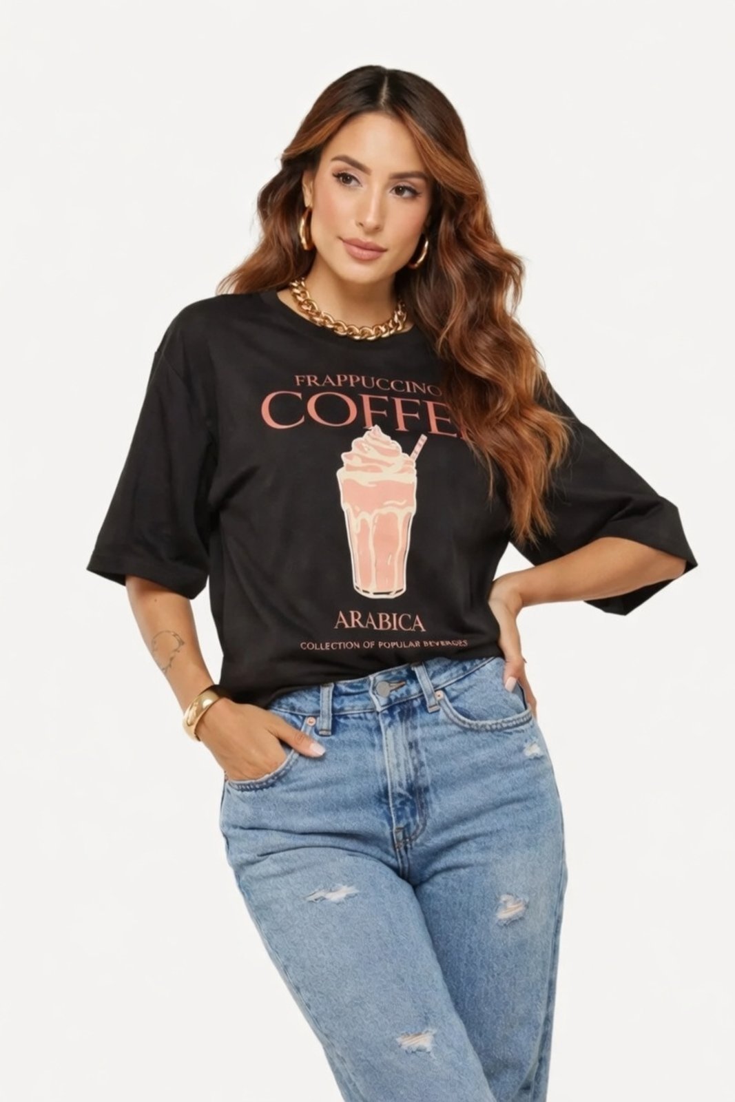 Vista 2 Maxi T-shirt D Bell Outlet Fashion Frapuccino preto D BELL OUTLET FASHION preto