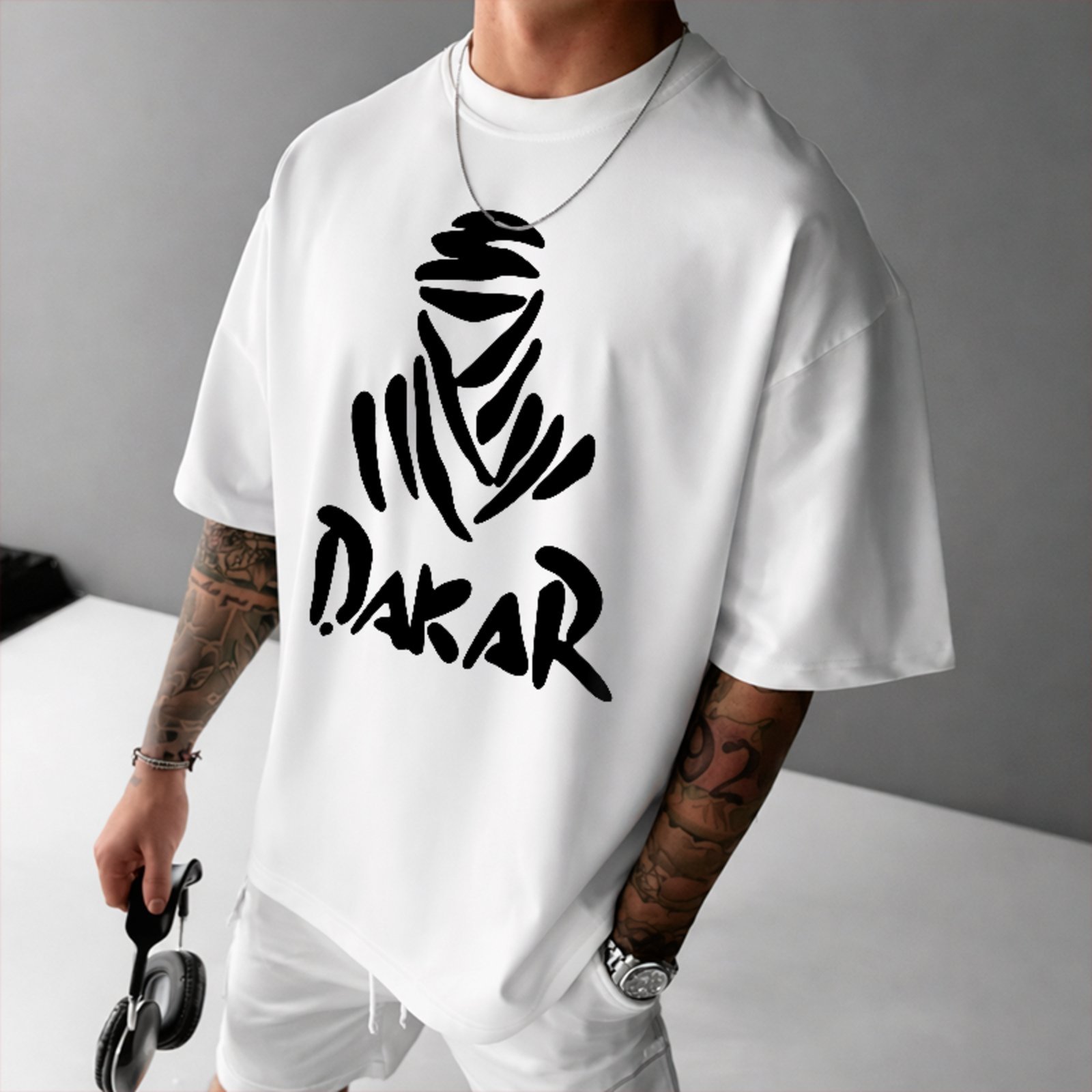 Camiseta Oversized Premium Dakar Off Road Rally Unissex Branco