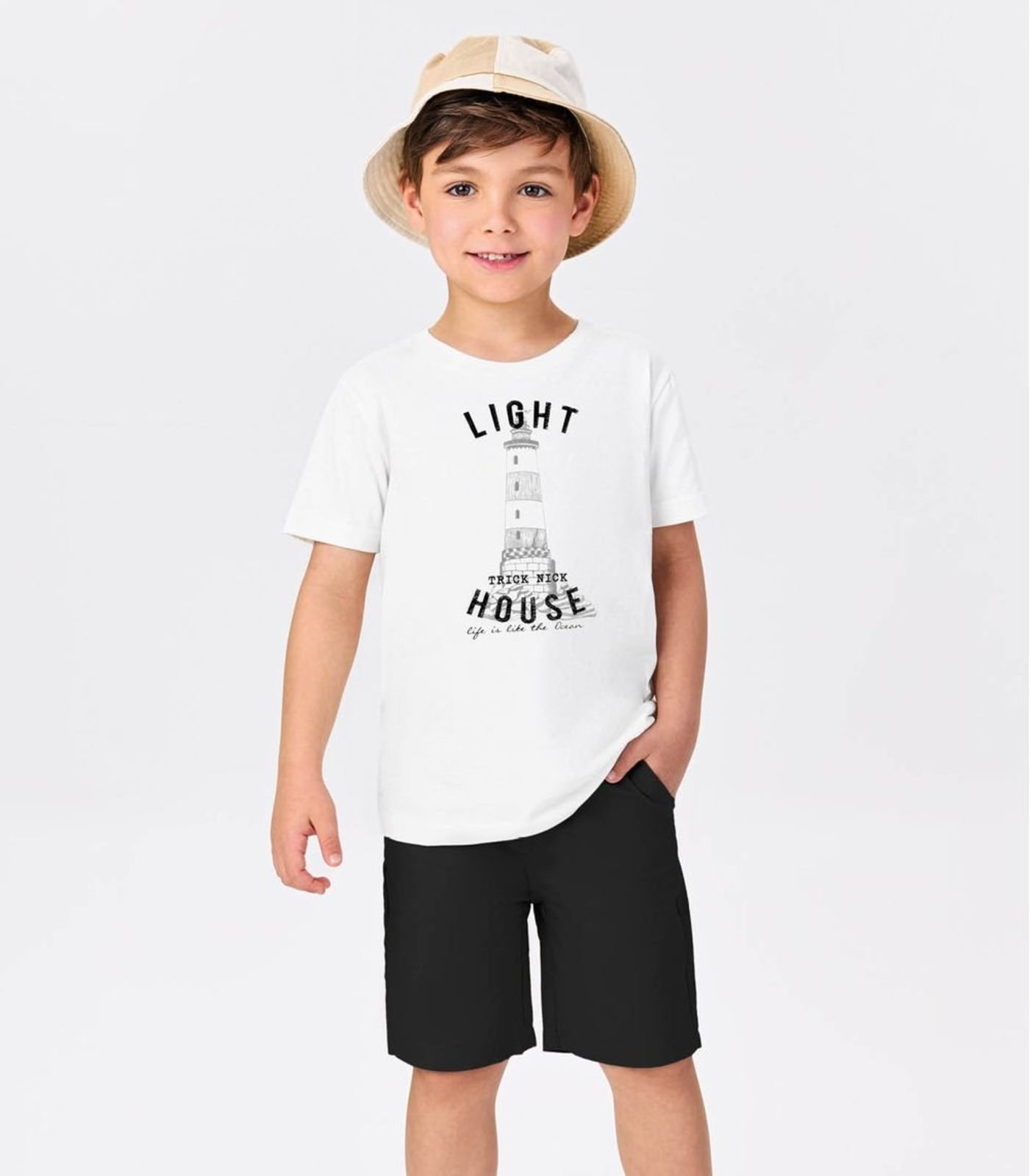 Infantil - Conjunto Menina Camiseta Com Bermuda Trick Nick Branco