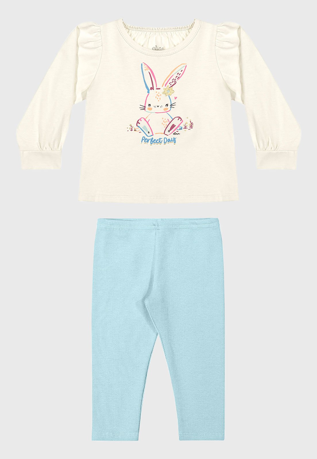 Conjunto Elian Estampa Coelhinho Off White