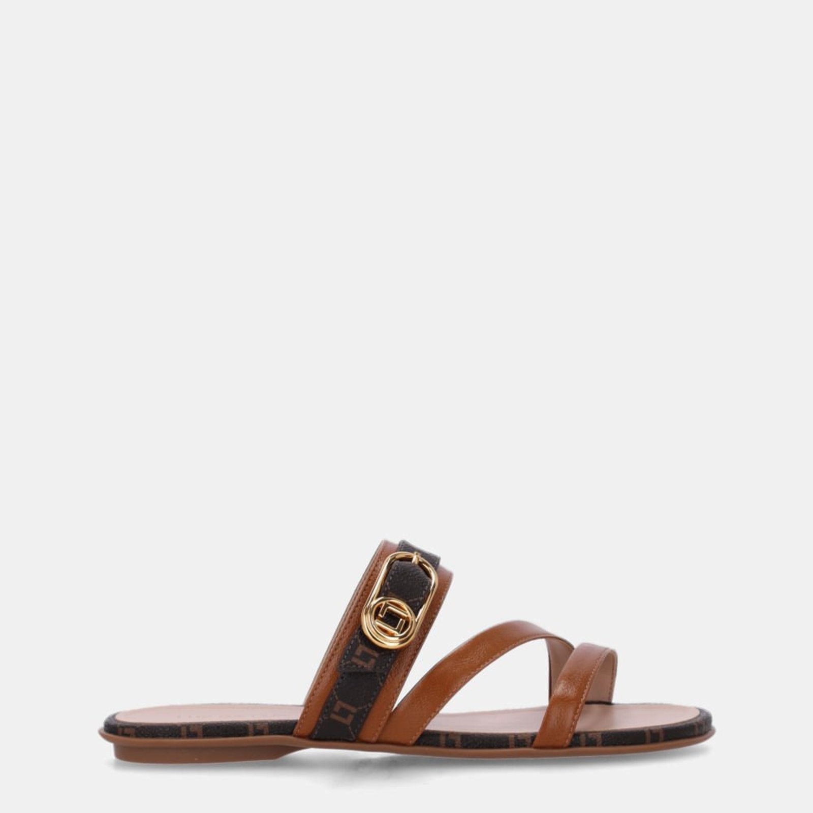 Chinelo Couro Atacama Caramelo E Monograma Mocca - 52210077 Luz da Lua