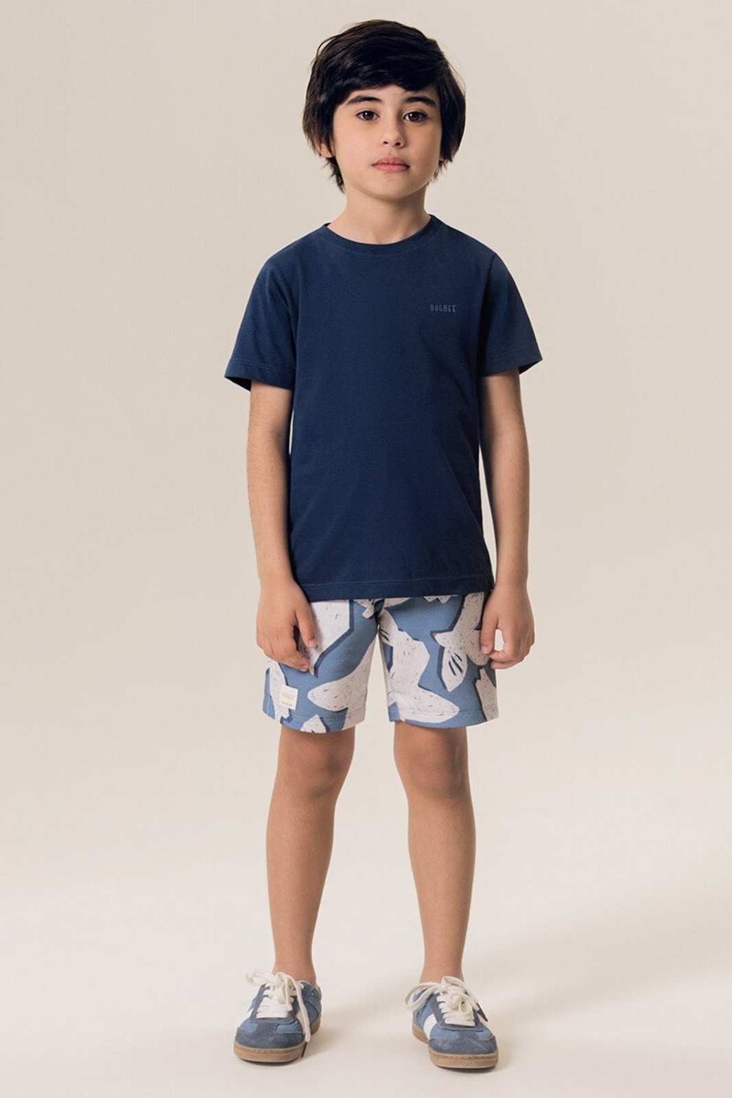 Infantil - Conjunto Bugbee Camiseta Malha e Bermuda em Moletom Estampado