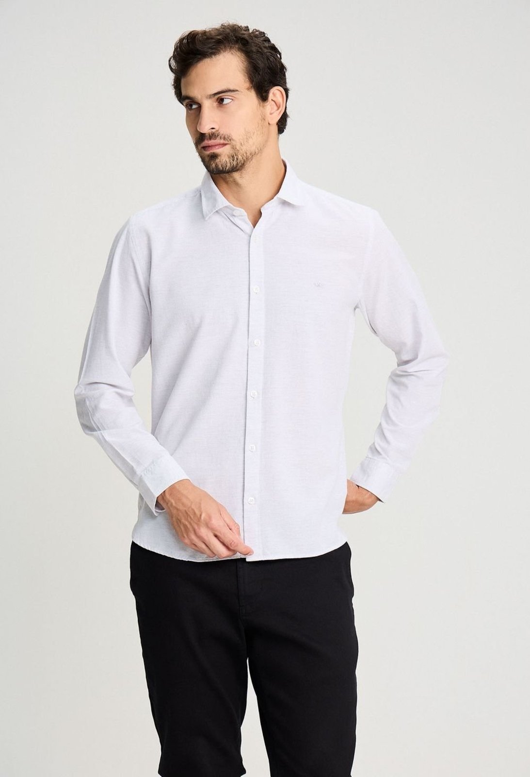 CAMISA DOCTHOS SLIM MANGA LONGA MAQUINETADA Camisa Manga Longa Docthos Slim Maquinetada 004 Cinza Claro M