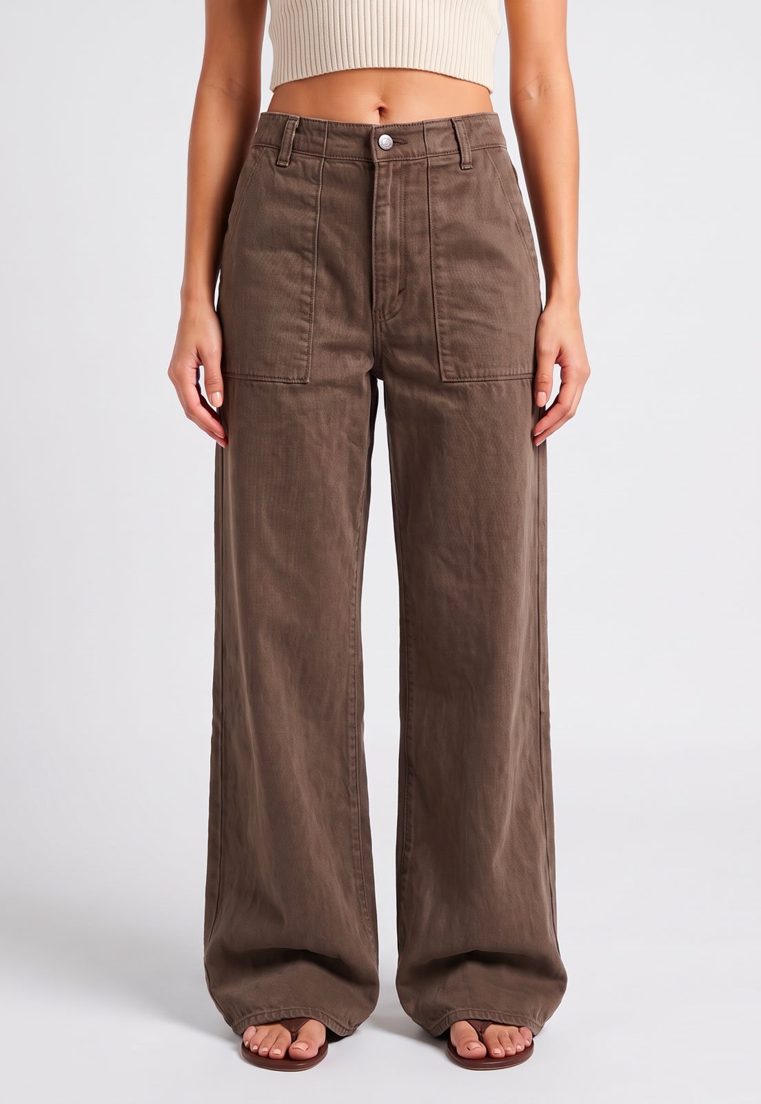 Calça Feminina Levis Cinch Fatigue Wide Leg Marrom