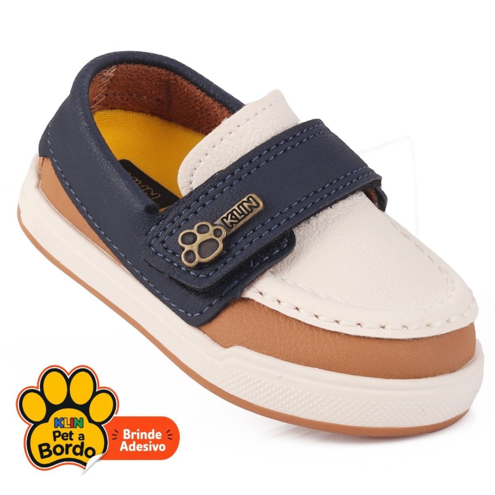 Infantil - Sapato Klin Flyer Azul Marinho e Caramelo – Casual Premium