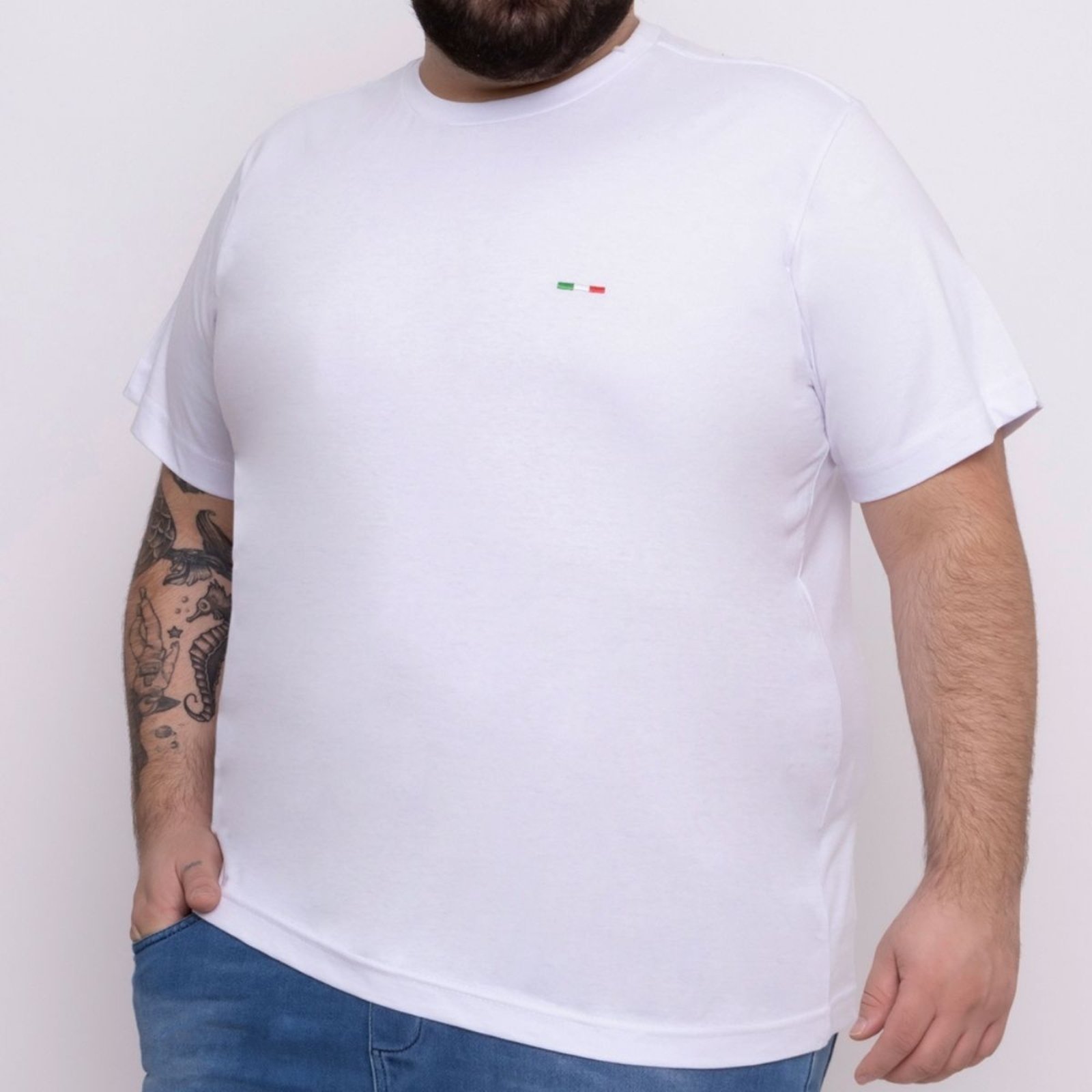 Camiseta Plus Size Masculina Industrie Premium Básica Casual Branco