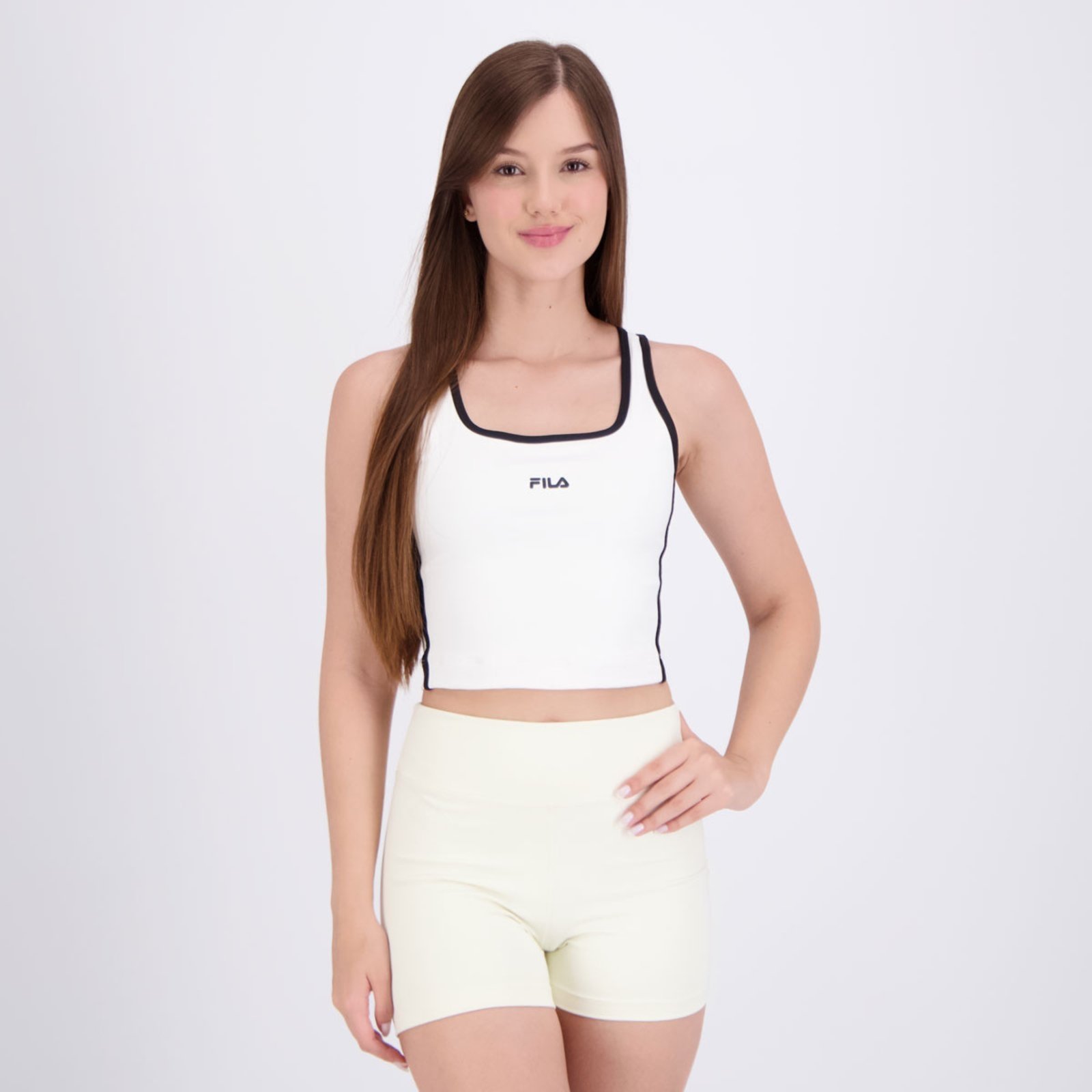Vista 2 Top Fila Slim Line Tennis Sports Club Feminino branco Fila branco