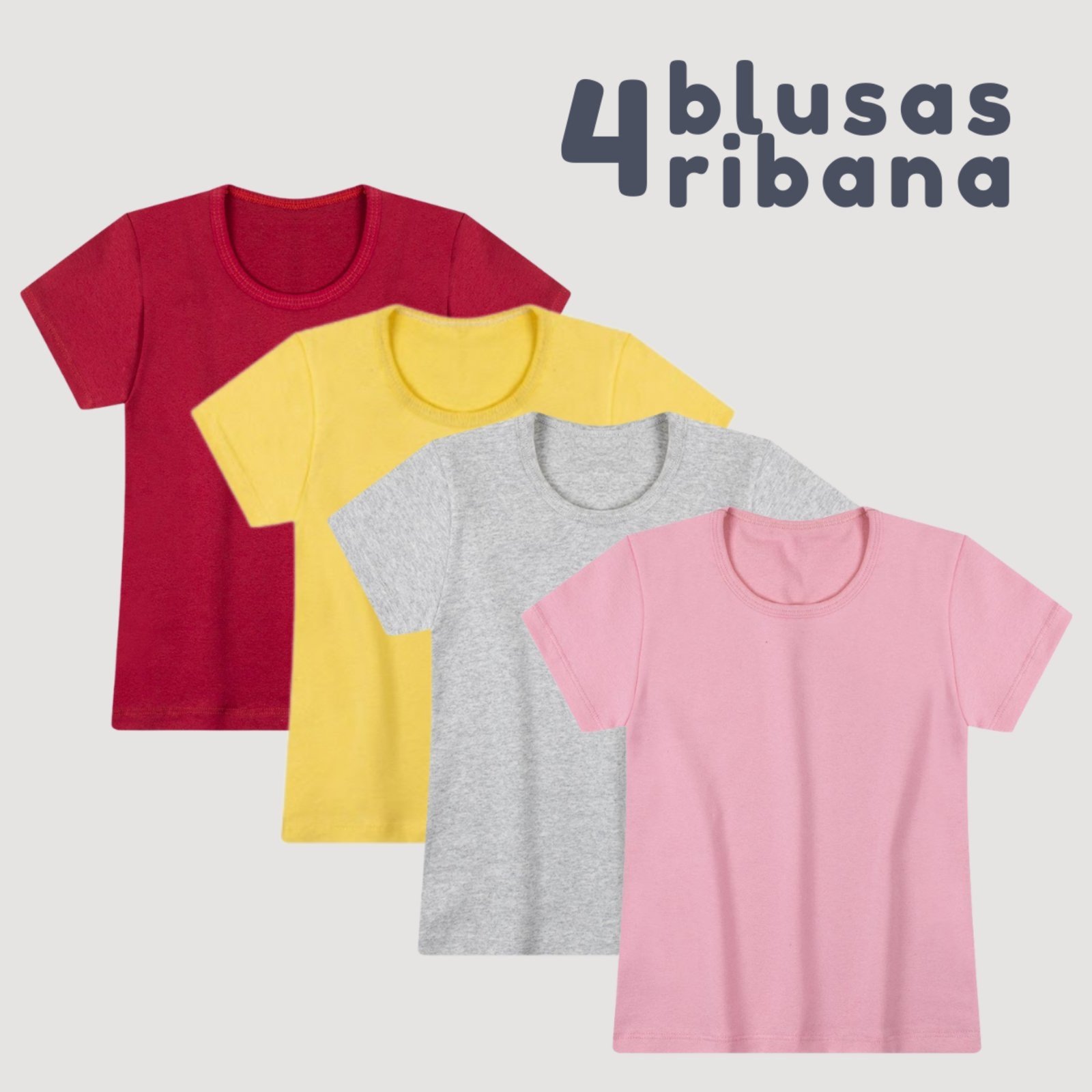 Vista 2 Infantil - Kit 4 Blusas Menina Ribana - 4 ao 10 Alemara multicolorido Alemara multicolorido