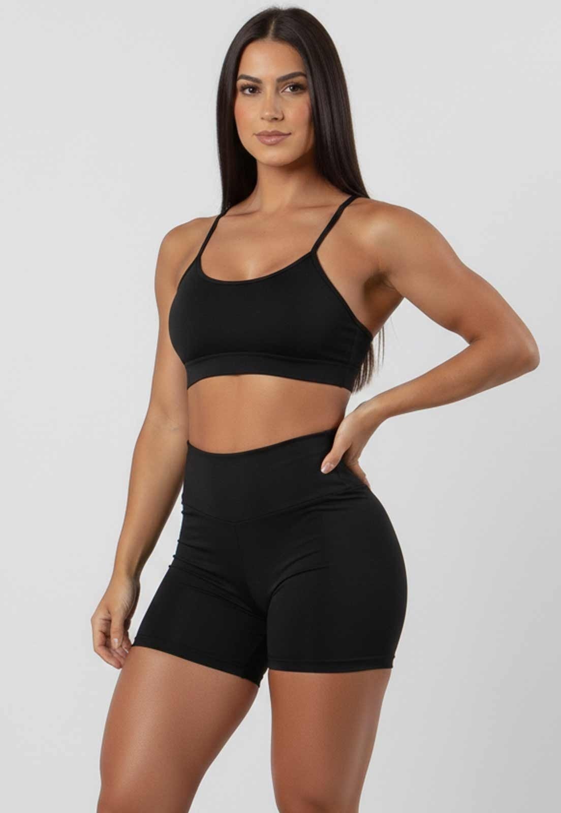Vista 2 Short Segunda Pele Anagua Compressão Bermudinha Feminina Mvb Modas preto Mvb Modas preto