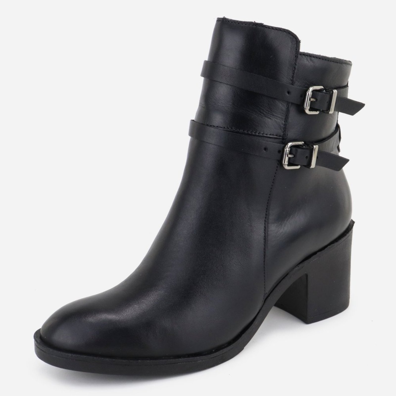 Bota Couro Casual Maria Paula Salto Grosso Confortável Cano Baixo Preto