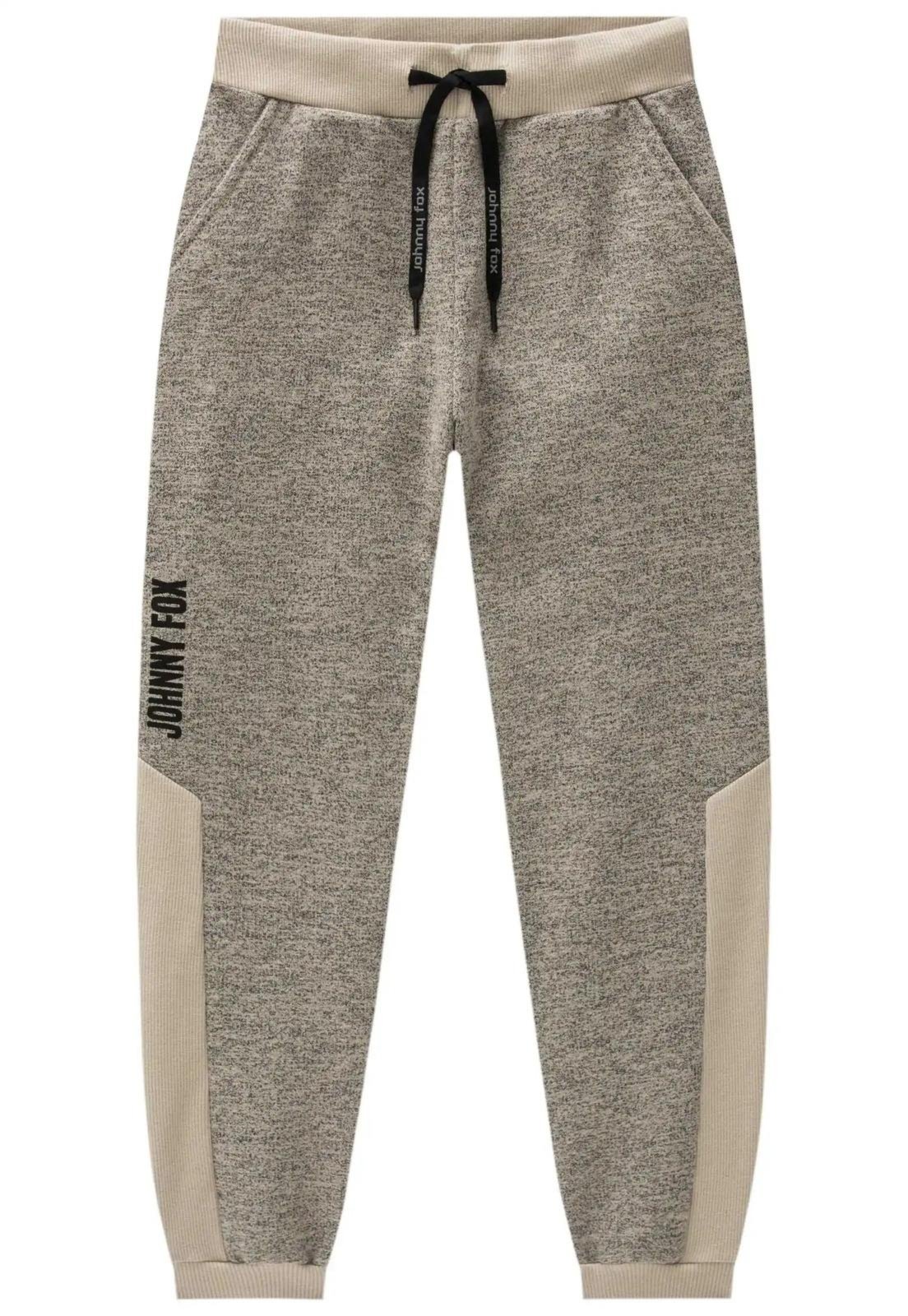 Infantil - Calça Moletom Mesclada Cinza Bege Menino Jhonny Fox 10 Bege