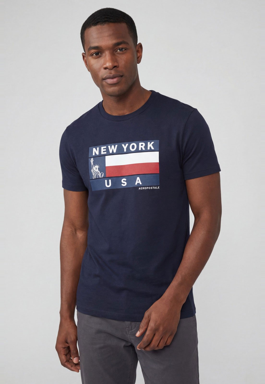 Camiseta Masculina Aeropostale Estampa New York Azul Marinho