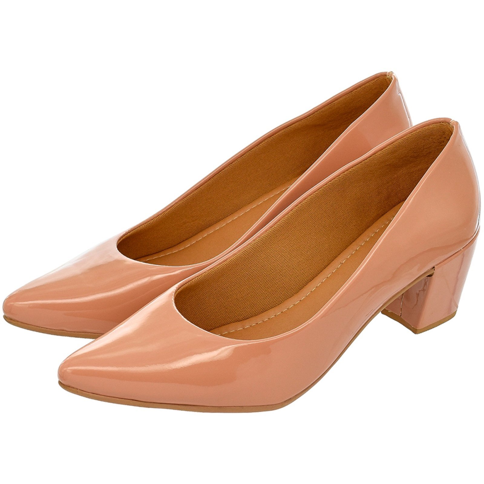 Vista 3 Kit 2 Pares Sapatos Scarpin Donatella Shoes Bico Fino Confort Azaleia e Verniz Monte Shoes nude/pink nude Monte Shoes nude/pink nude