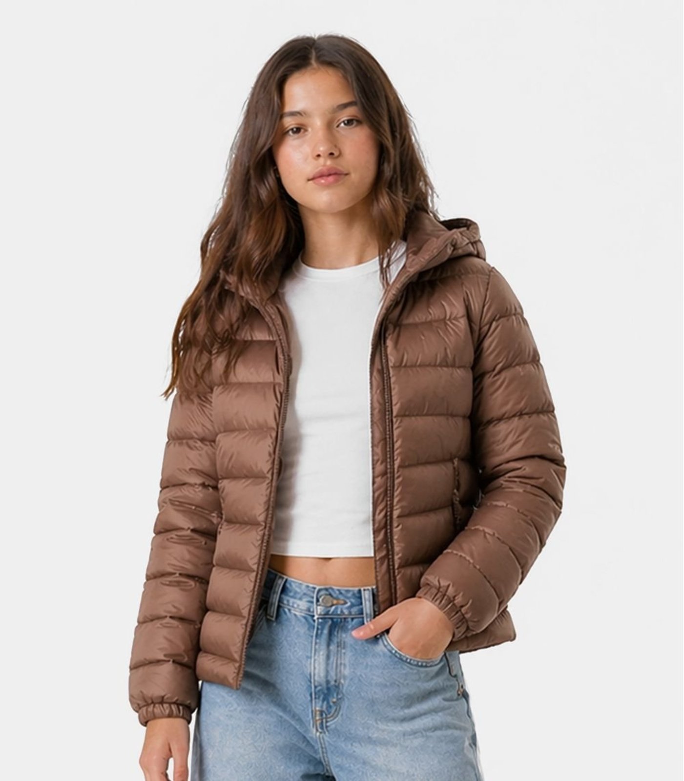 Jaqueta Juvenil Feminina Com Capuz Sea Surf Bege