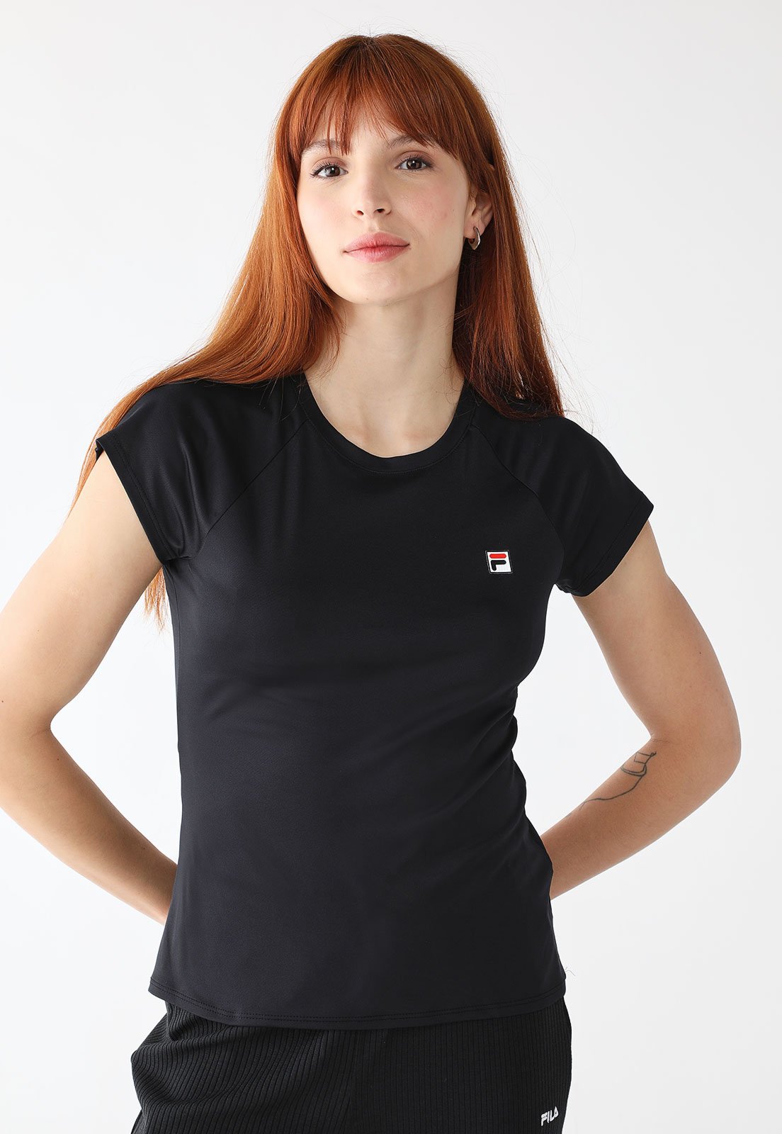 Vista 2 Camiseta Fila Reta Tennis Basic Preta preto Fila preto