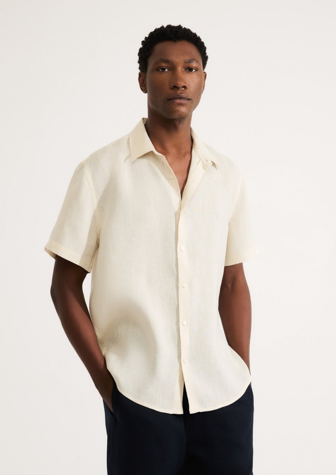 Camisa Masculina Manga Curta Em Linho Hering