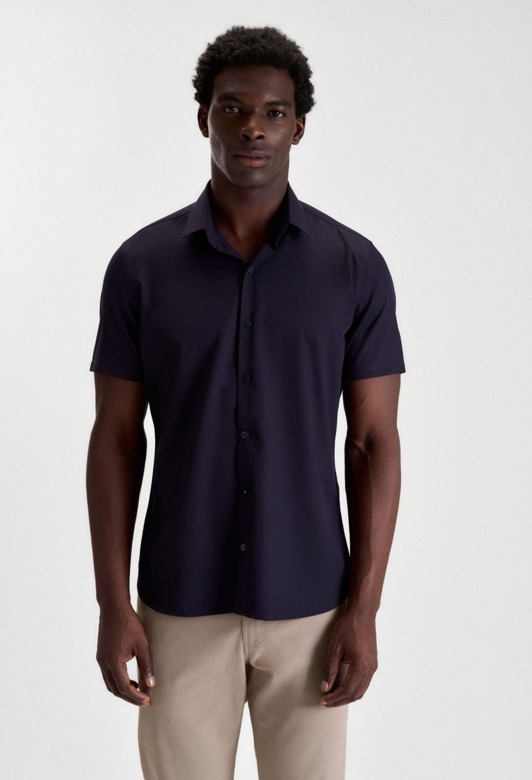 CAMISA DOCTHOS SLIM MANGA CURTA BAMBU LISA Camisa Manga Curta Docthos Slim Bambu Lisa 029 Azul Noite Gg