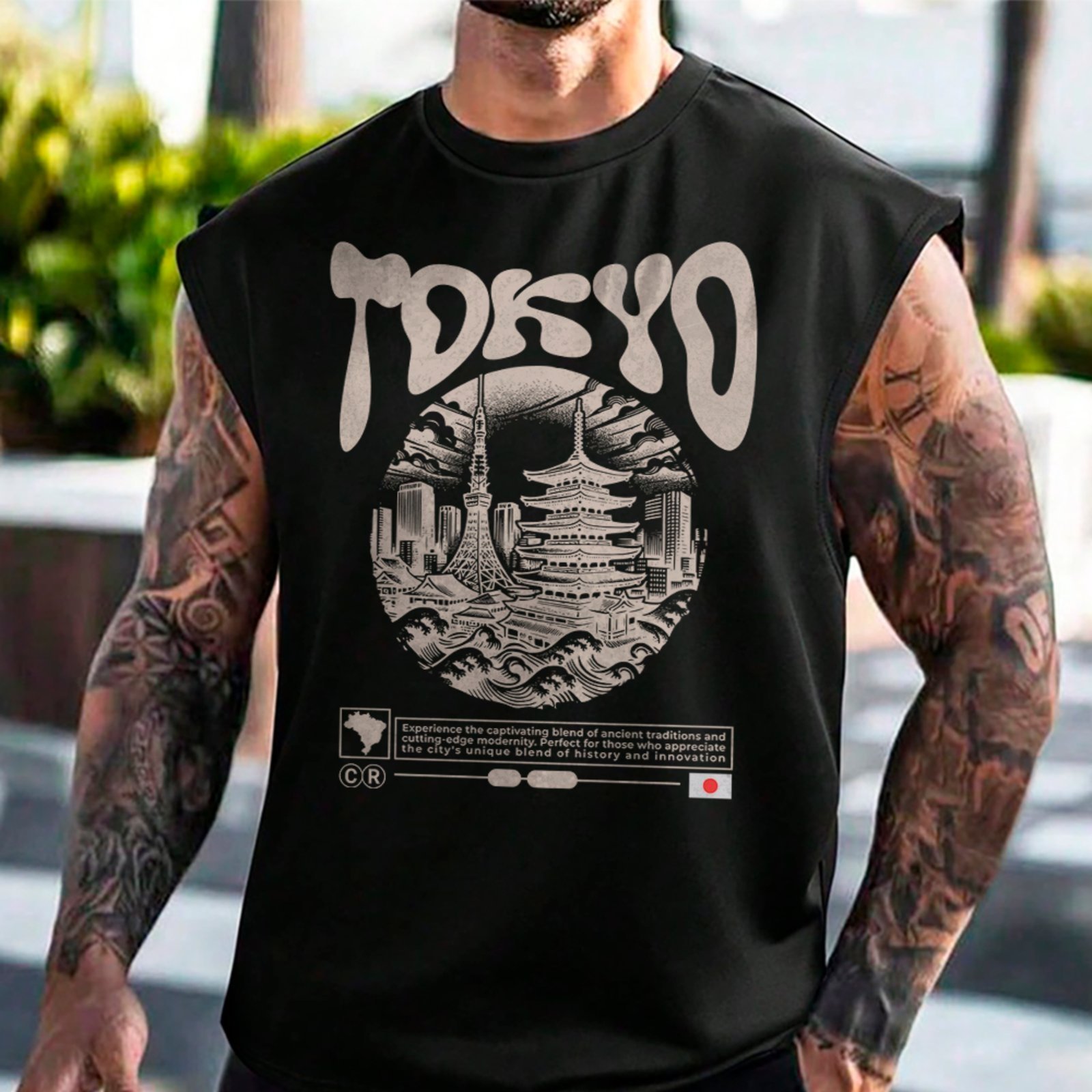 Camiseta Regata Machão Tokyo Japão Streetwear Oriental Preto