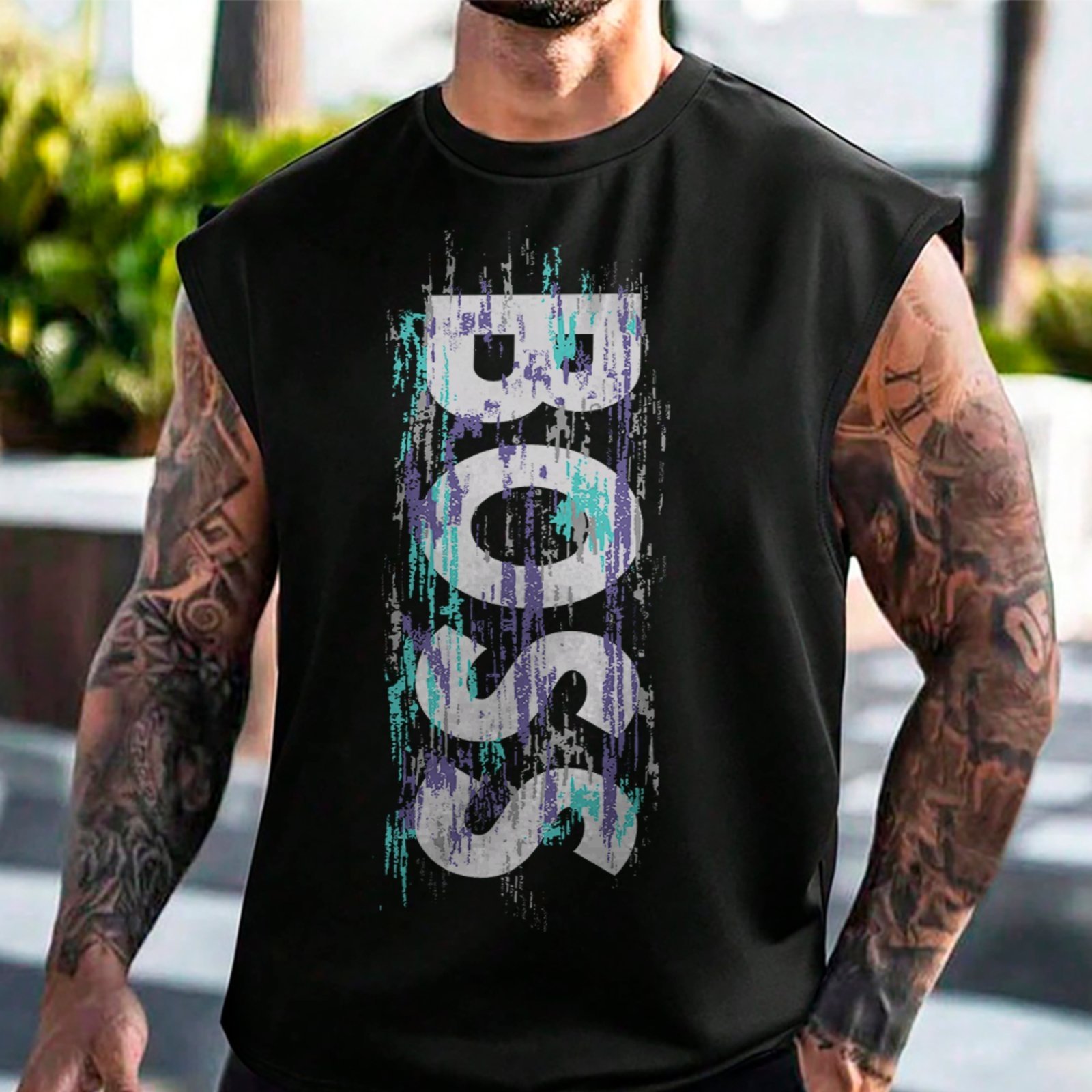 Camiseta Regata Machão Boss Vertical Street Style Moda Urbana Preto
