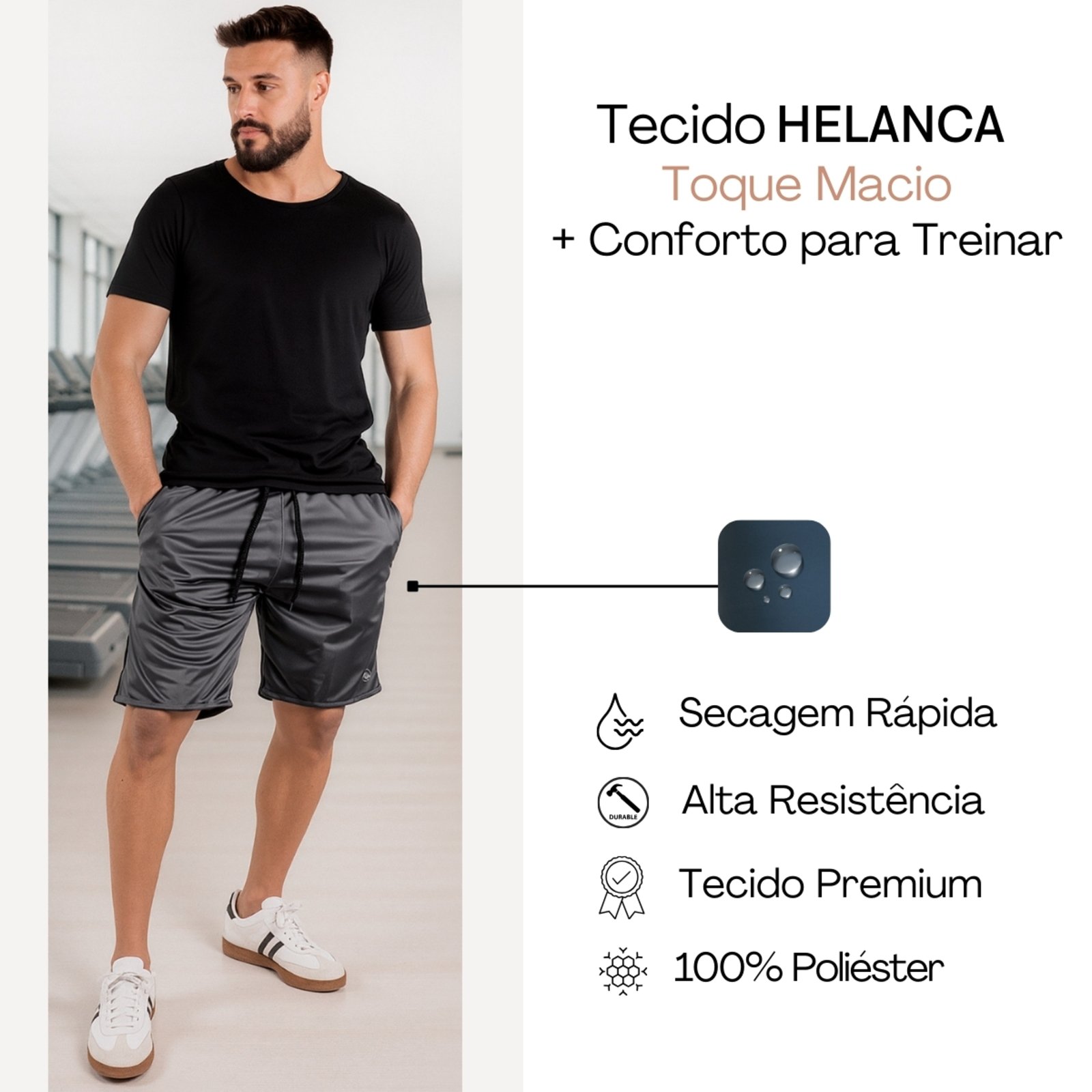 Bermuda Masculina KS Short Esporte para Treino Academia Tecido Helanca Cinza