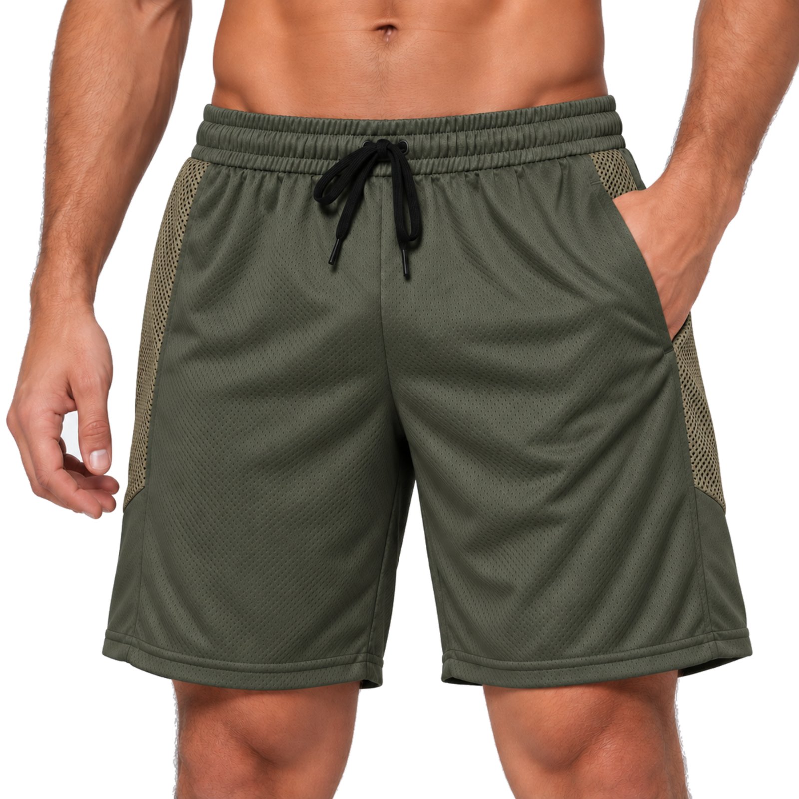 Bermuda Short Masculino Dry Fit Esportiva Academia Corrida Treino Verde Militar