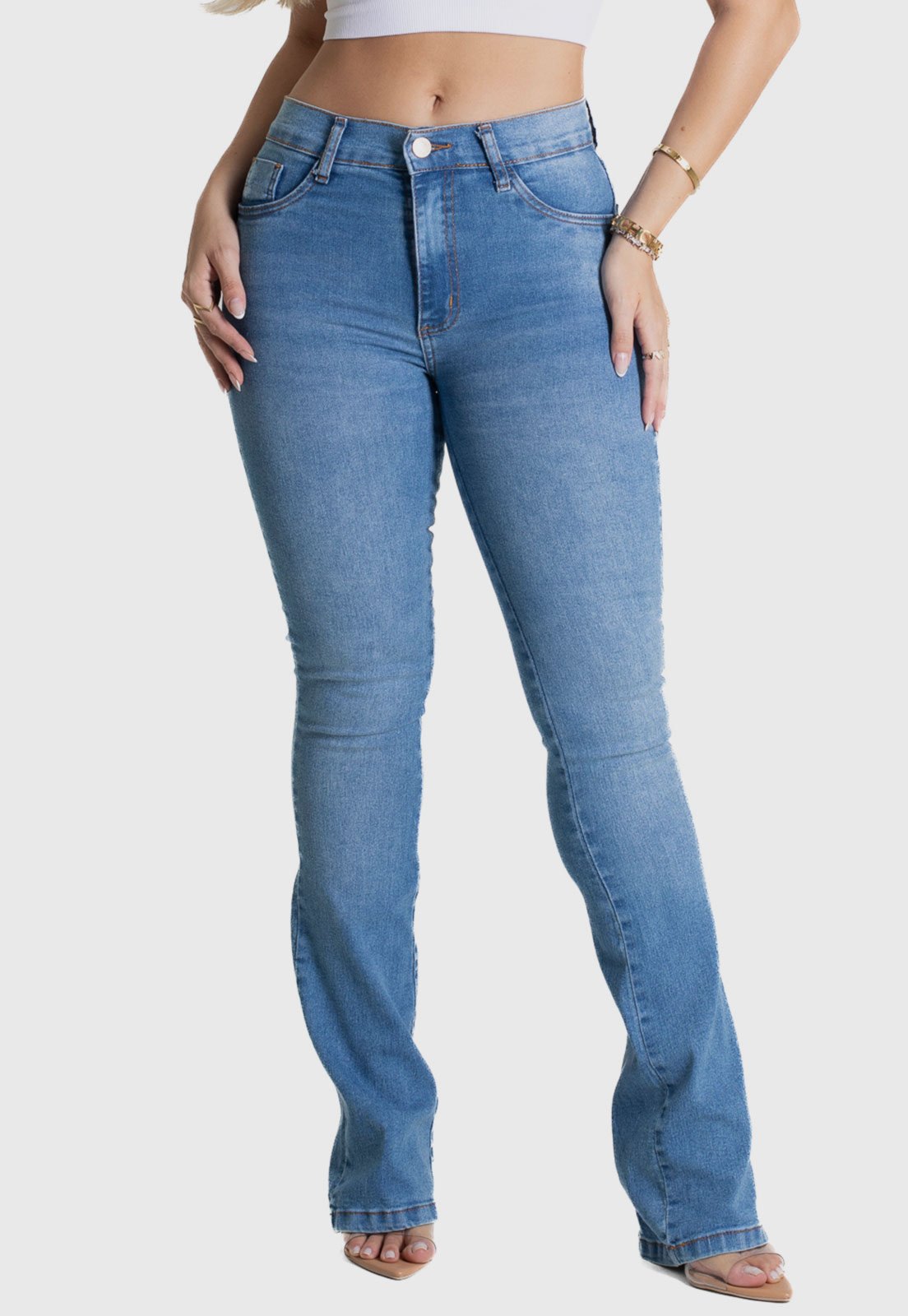 Calça Jeans Feminina Sawary Bootcut Azul Claro