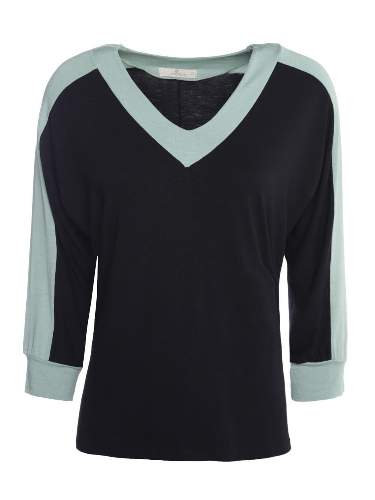 Blusa Feminina Autentique Manga 3/4 Gola V Preto e Verde