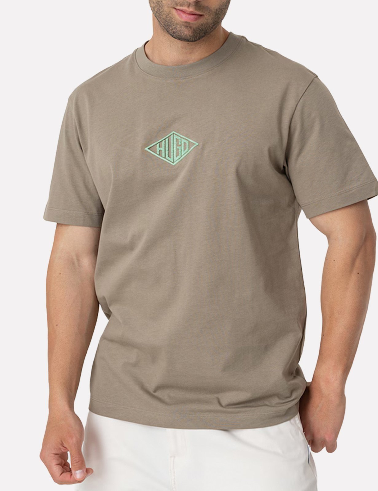 Camiseta Hugo Boss Masculina Relaxed Fit Darunu Cáqui