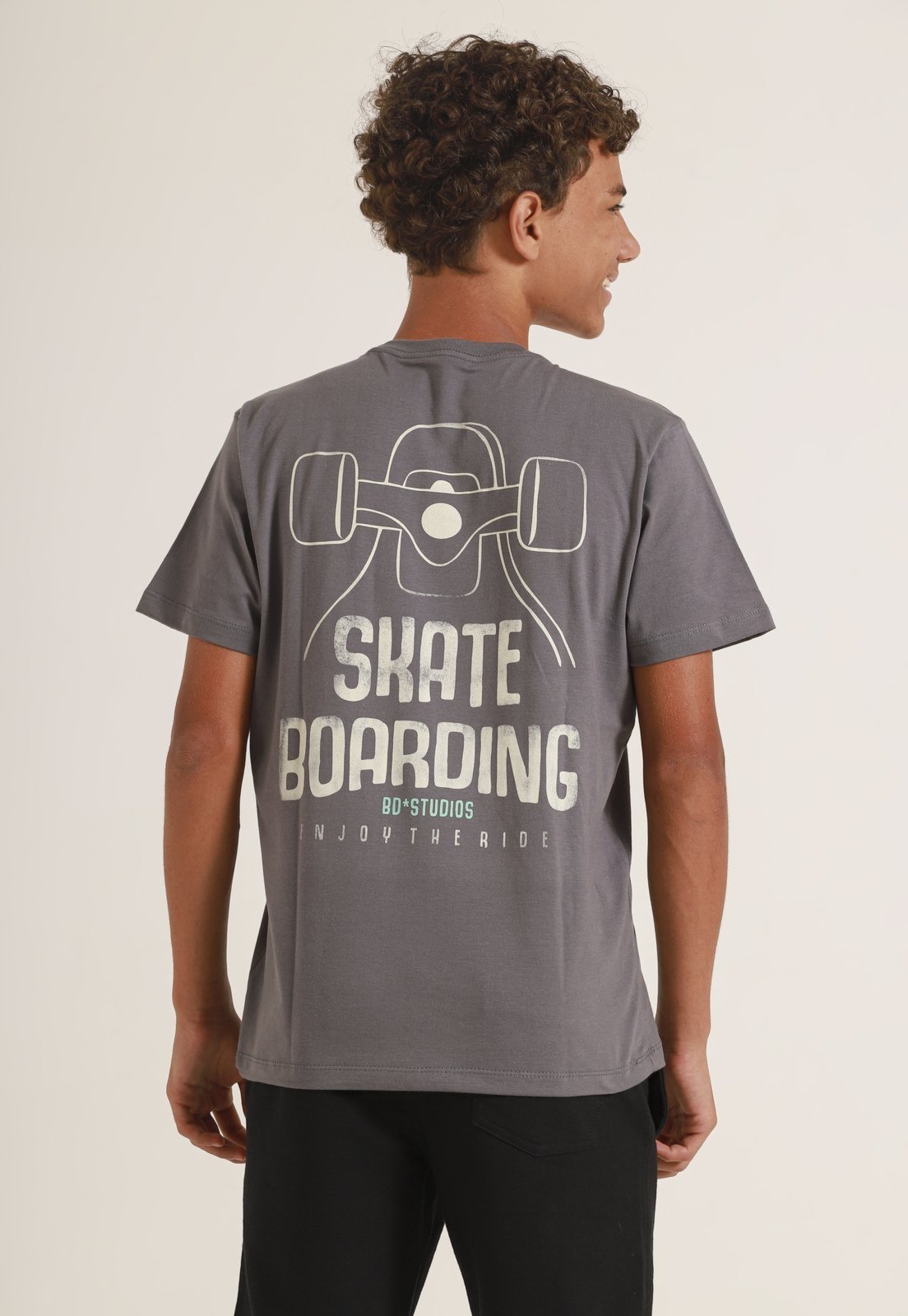 Vista 3 Infantil - Camiseta Banana Danger Skateboarding cinza Banana Danger cinza