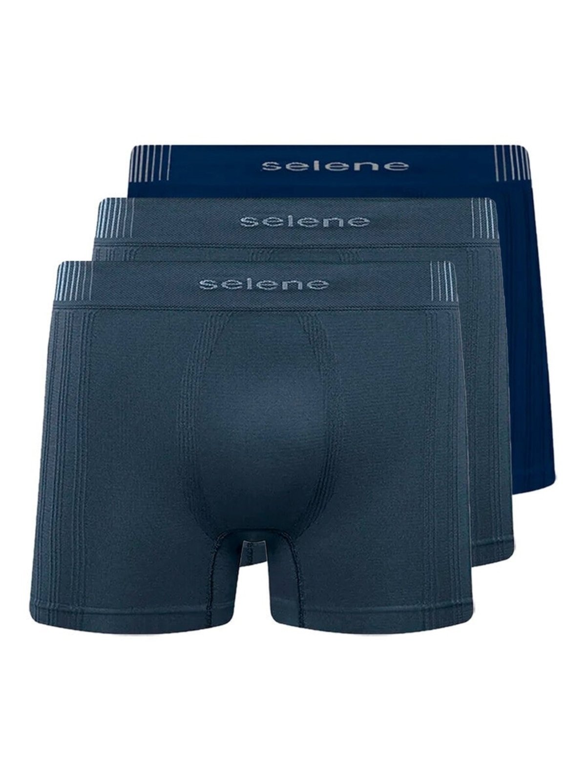 Kit com 3 Cuecas Boxer Selene 11070-002/003/440 Azul Marinho