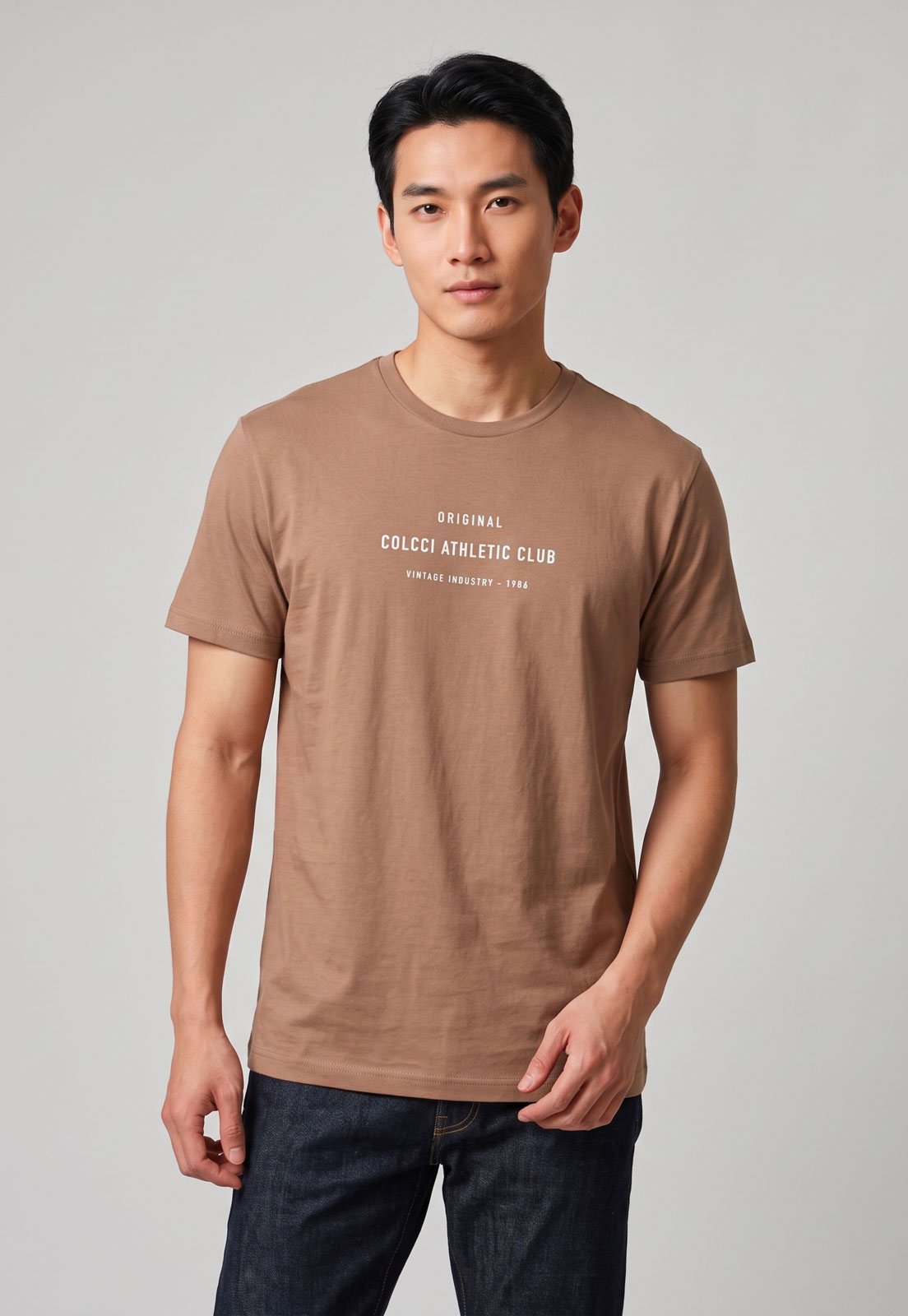 Camiseta Masculina Colcci Gola Redonda Marrom