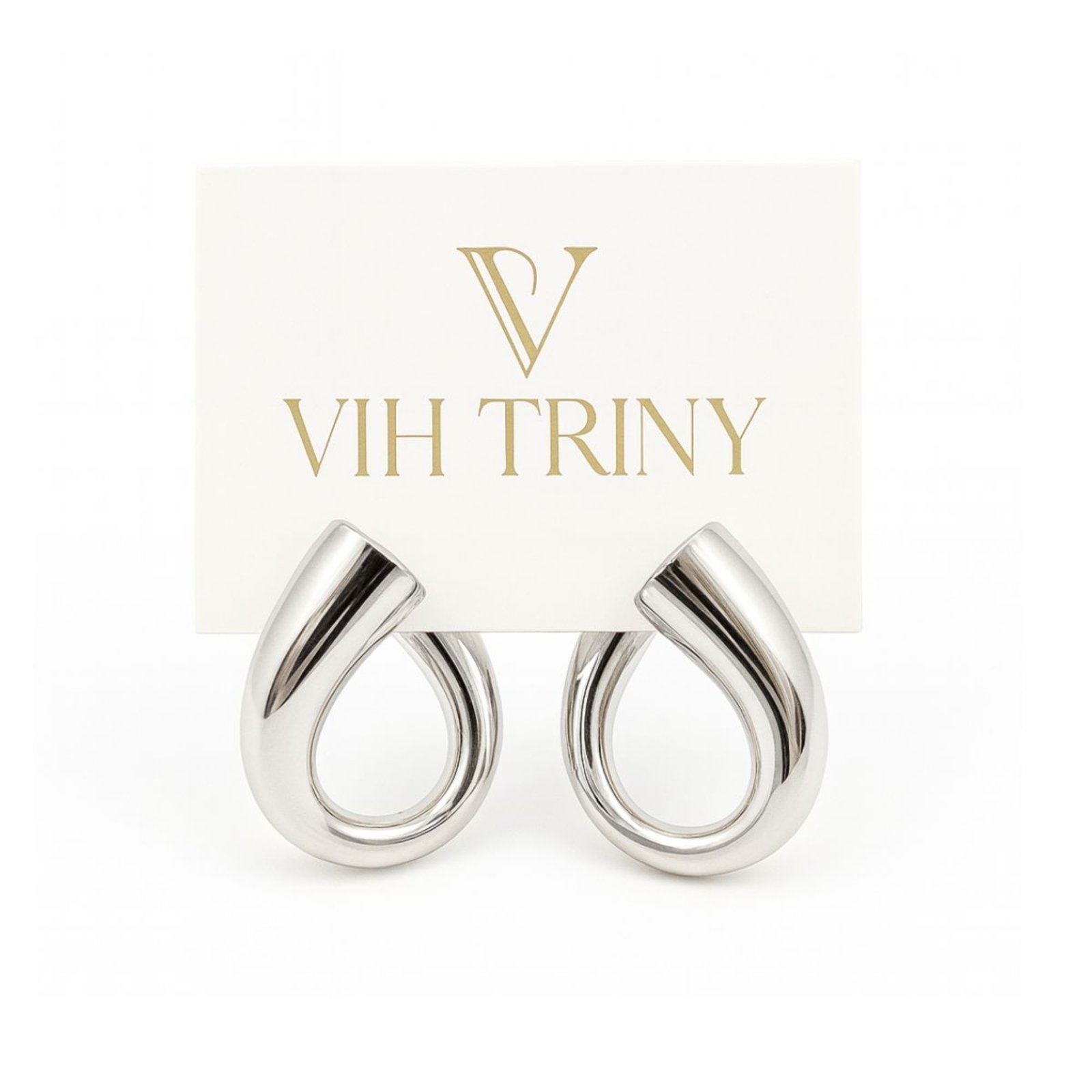 Brinco Moderno Prata Design Exclusivo Vih Triny