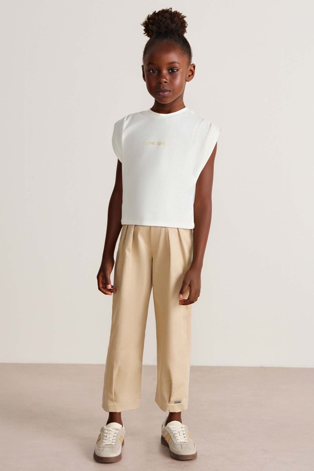 Infantil - Conjunto Menina Com Pregas Colorittá Bege
