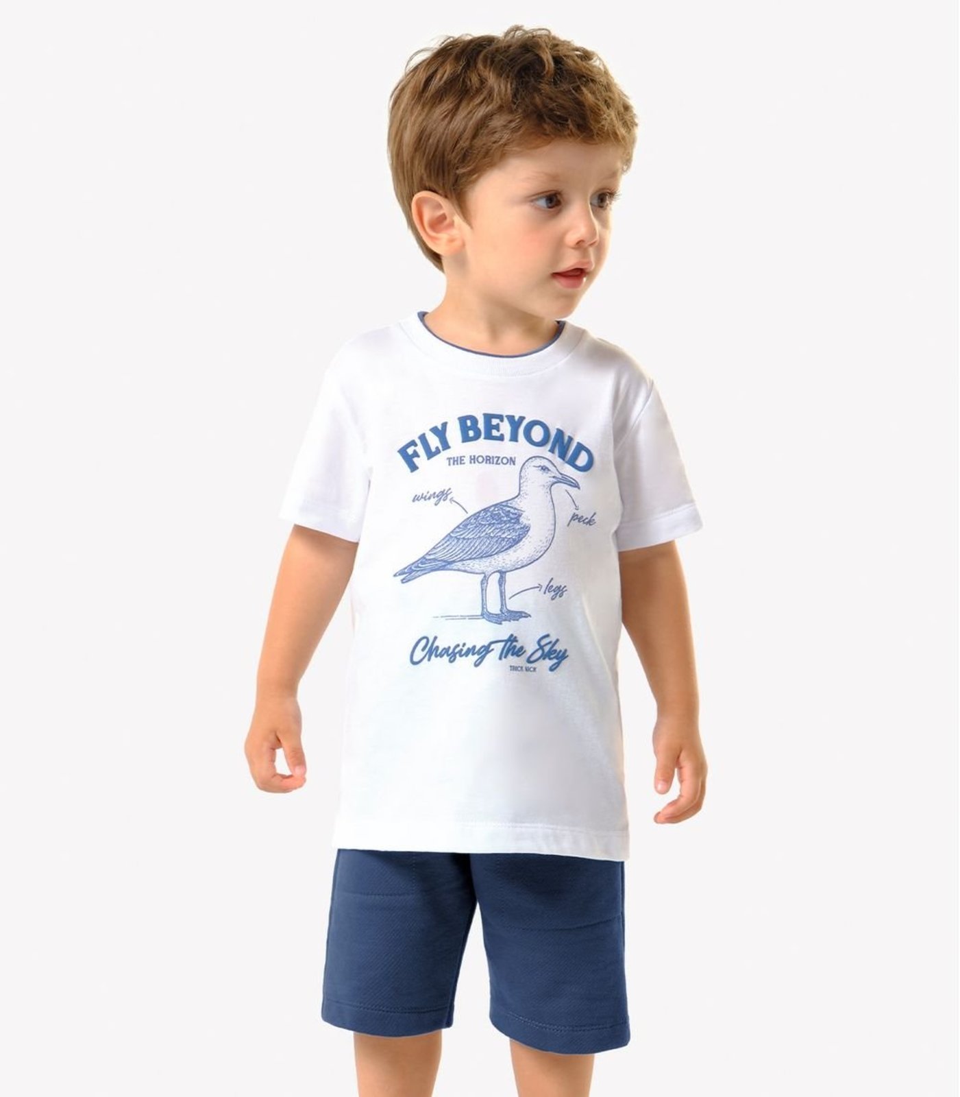 Infantil - Conjunto Camiseta Com Bermuda Trick Nick Branco